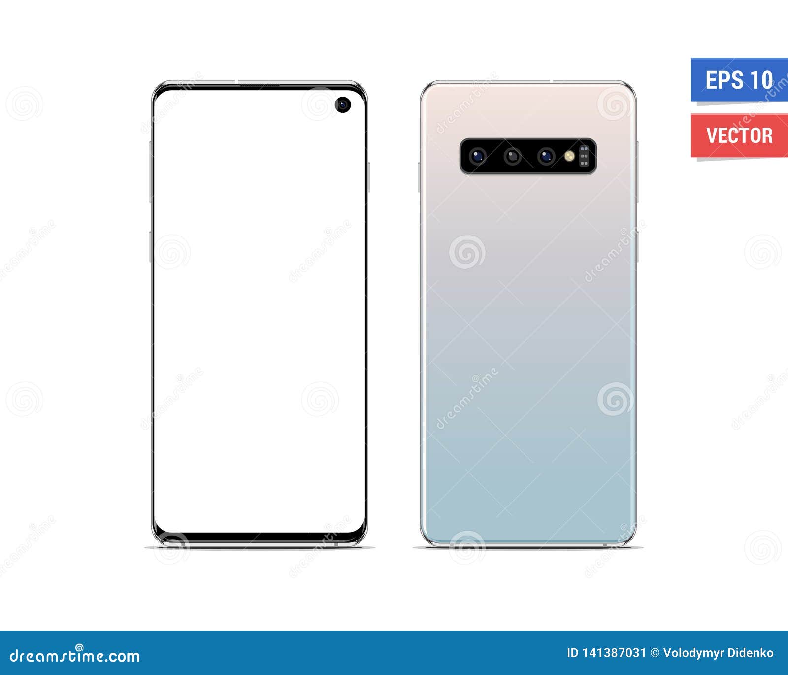 Realistic Vector Flat Mock Up Samsung Galaxy S10 With Blank Screen