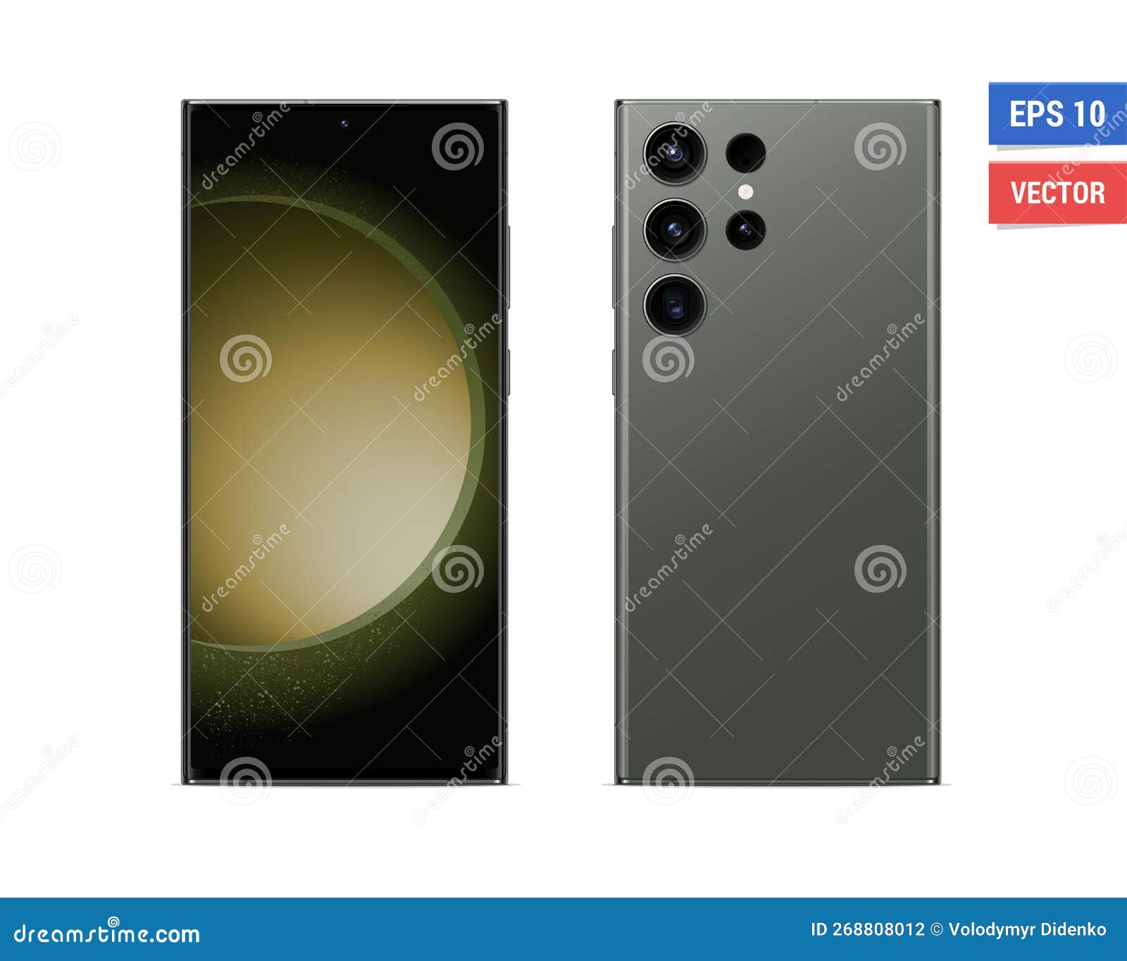 realistic  flat mock-up samsung galaxy s23 ultra with blank screen  on white background. scale image any resolution