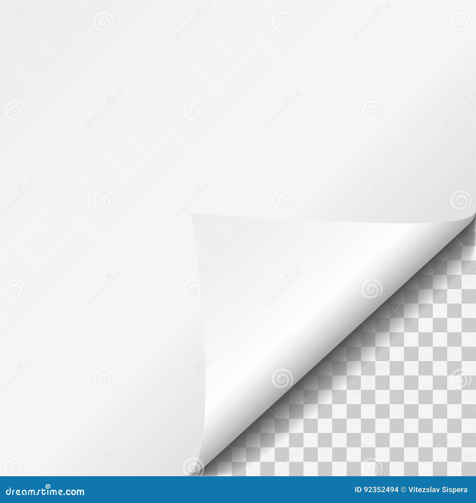 Realistic Vector Illustration Curled White Paper Corner With