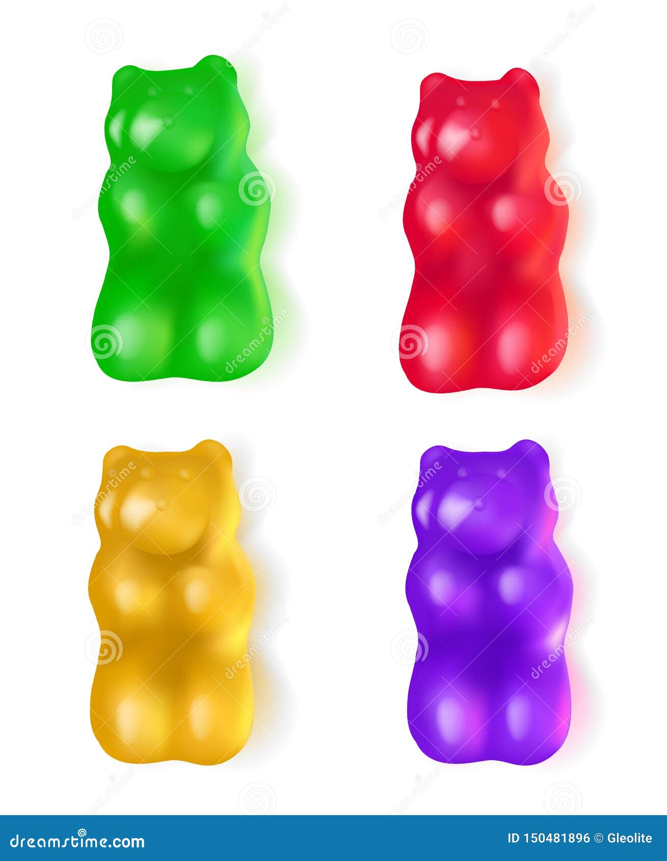 Realistic Jelly Bears Candy Flat Lay Illustration Editorial Photo