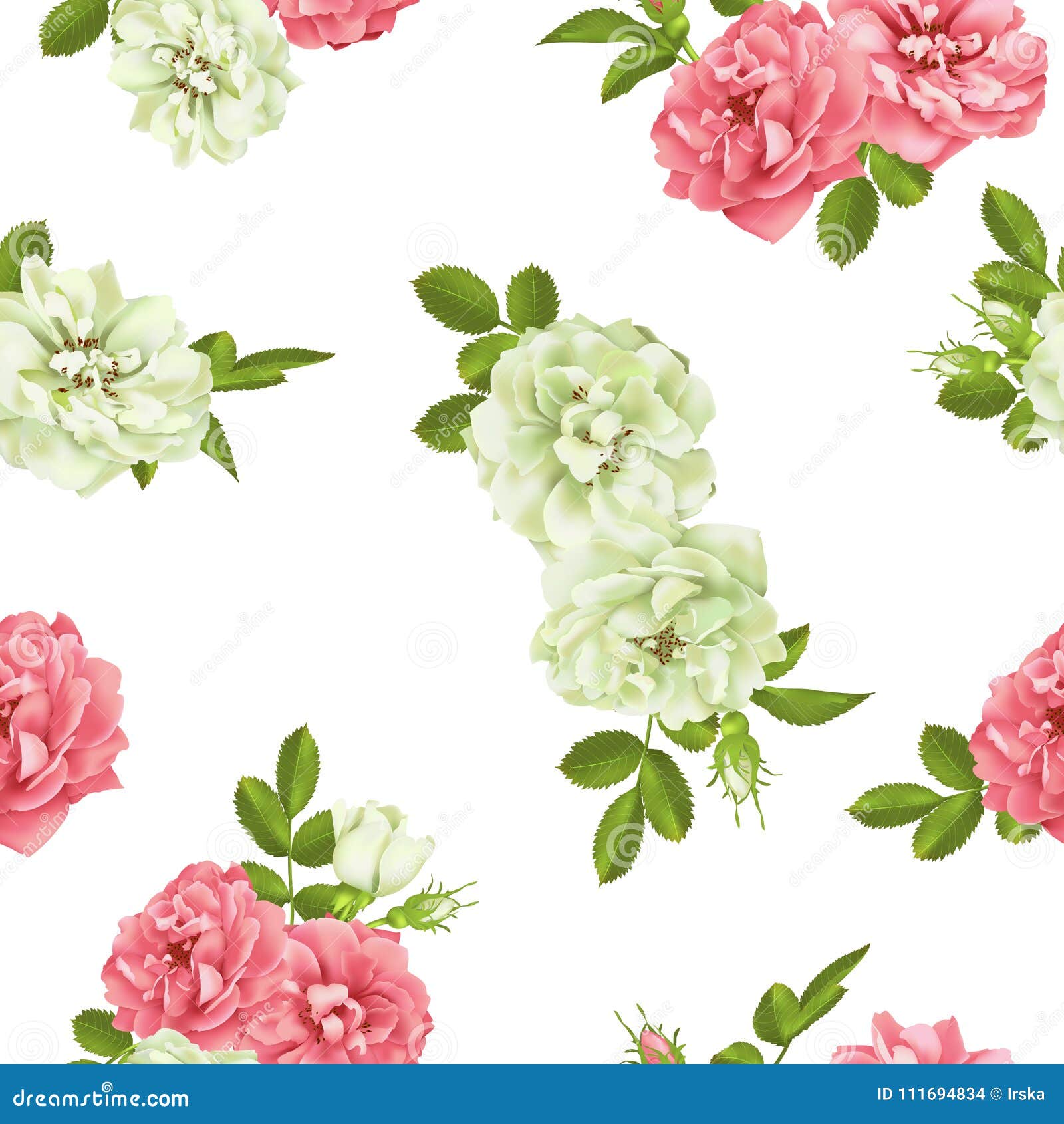 Download Realistic Vector Pink Rose. 3d Seamless Roses Stock Vector - Illustration of bouquet, holiday ...