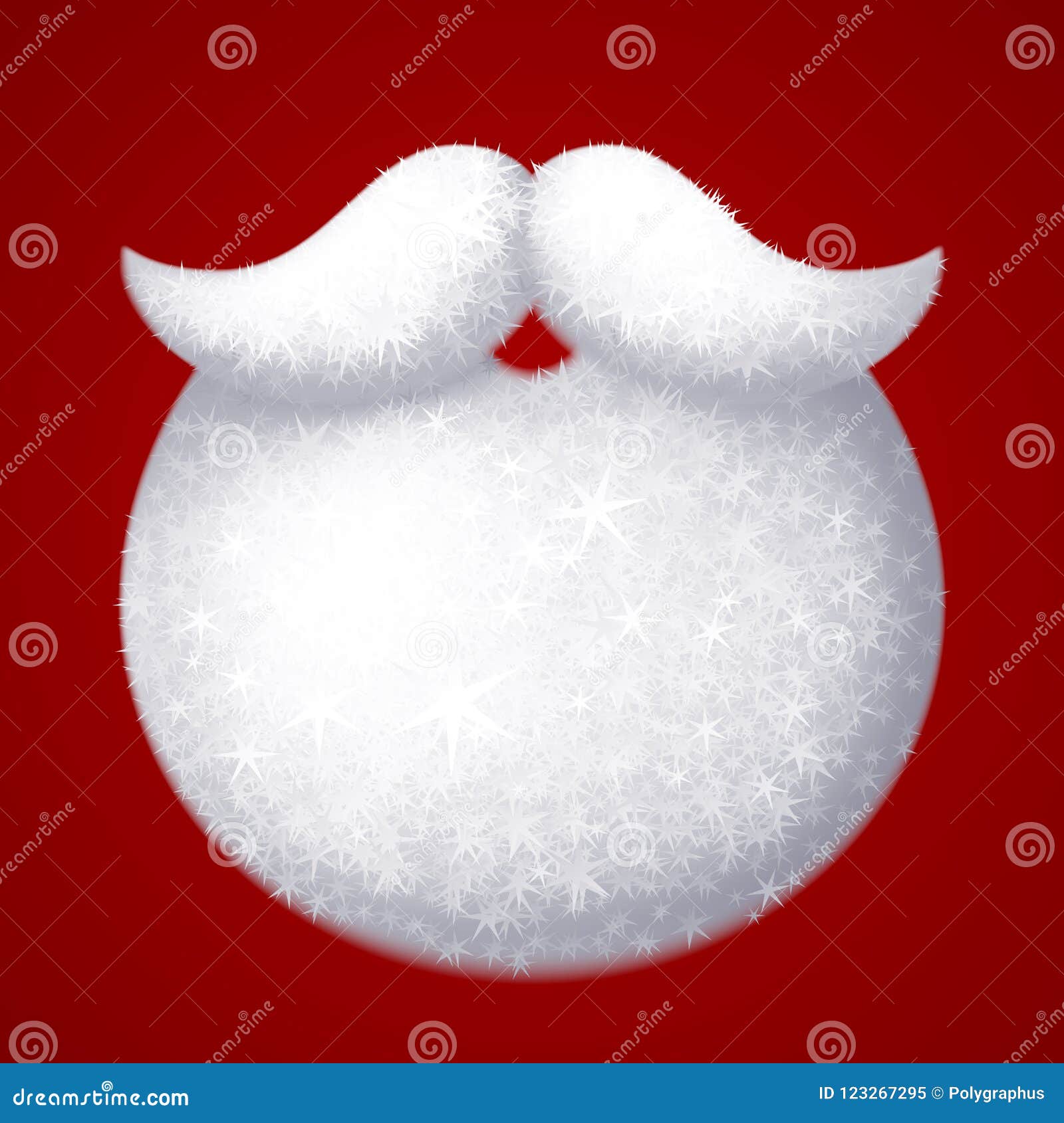realistic  santa claus white beard  on red background