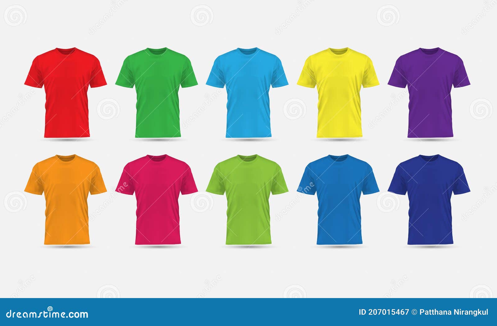 Realistic Vector T-Shirt Flesh Color Front View Blank Mockup Collection ...