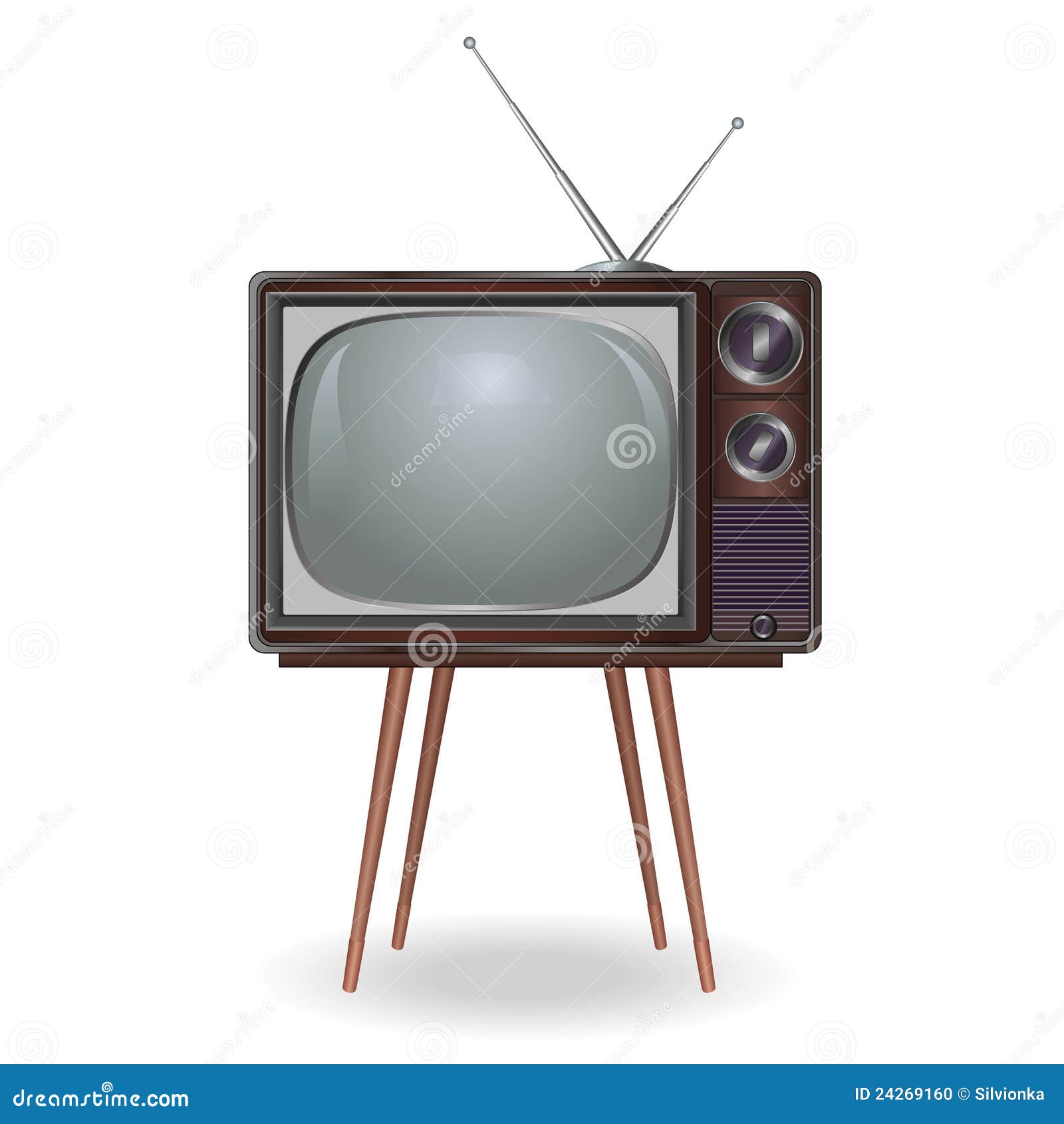 Realistic vintage TV over white. Realistic vintage TV on white background, retro.