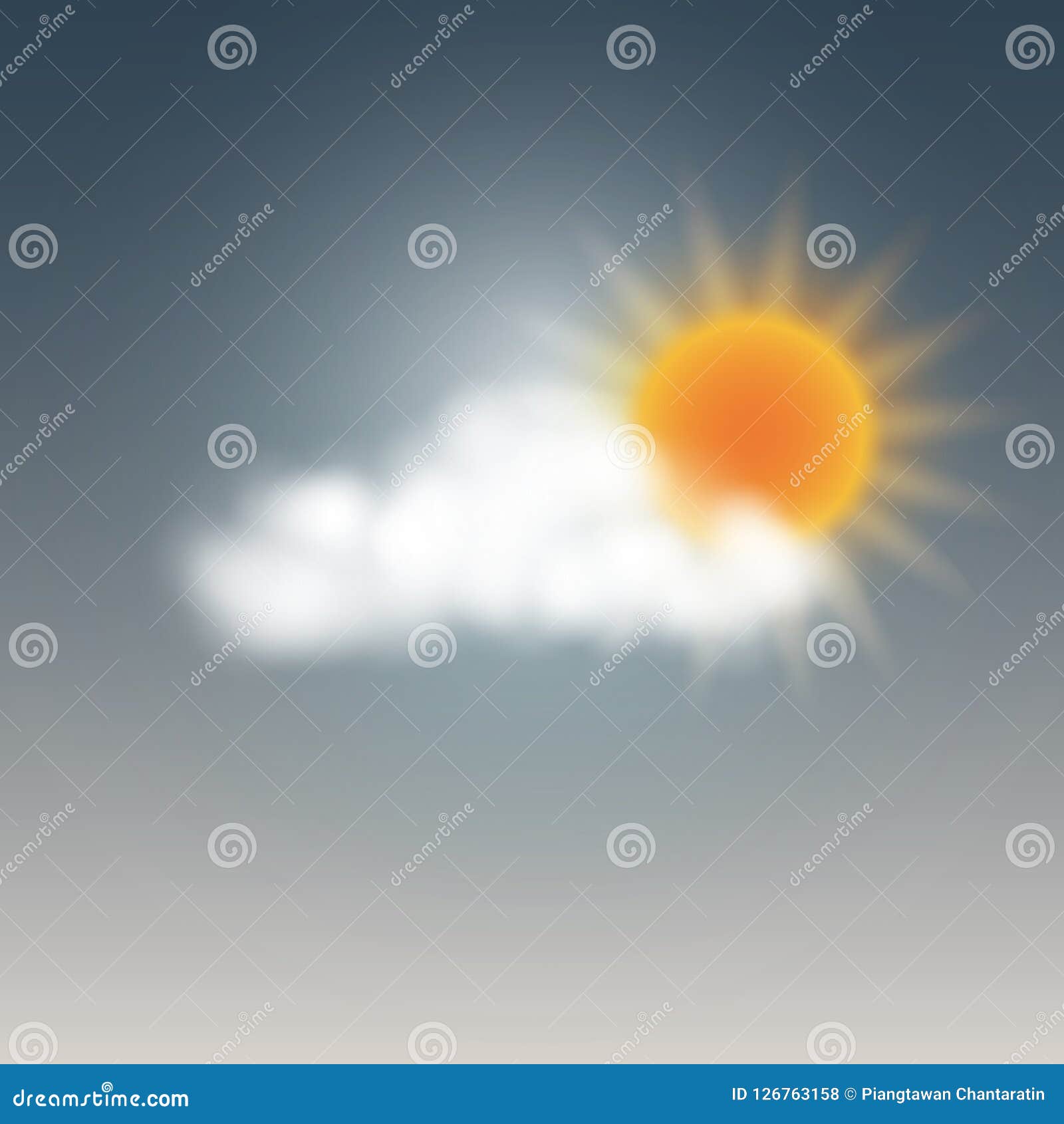 Realistic Weather Icons Sunny With Cloud Stock Vector Illustration Of Burning Phenomenon