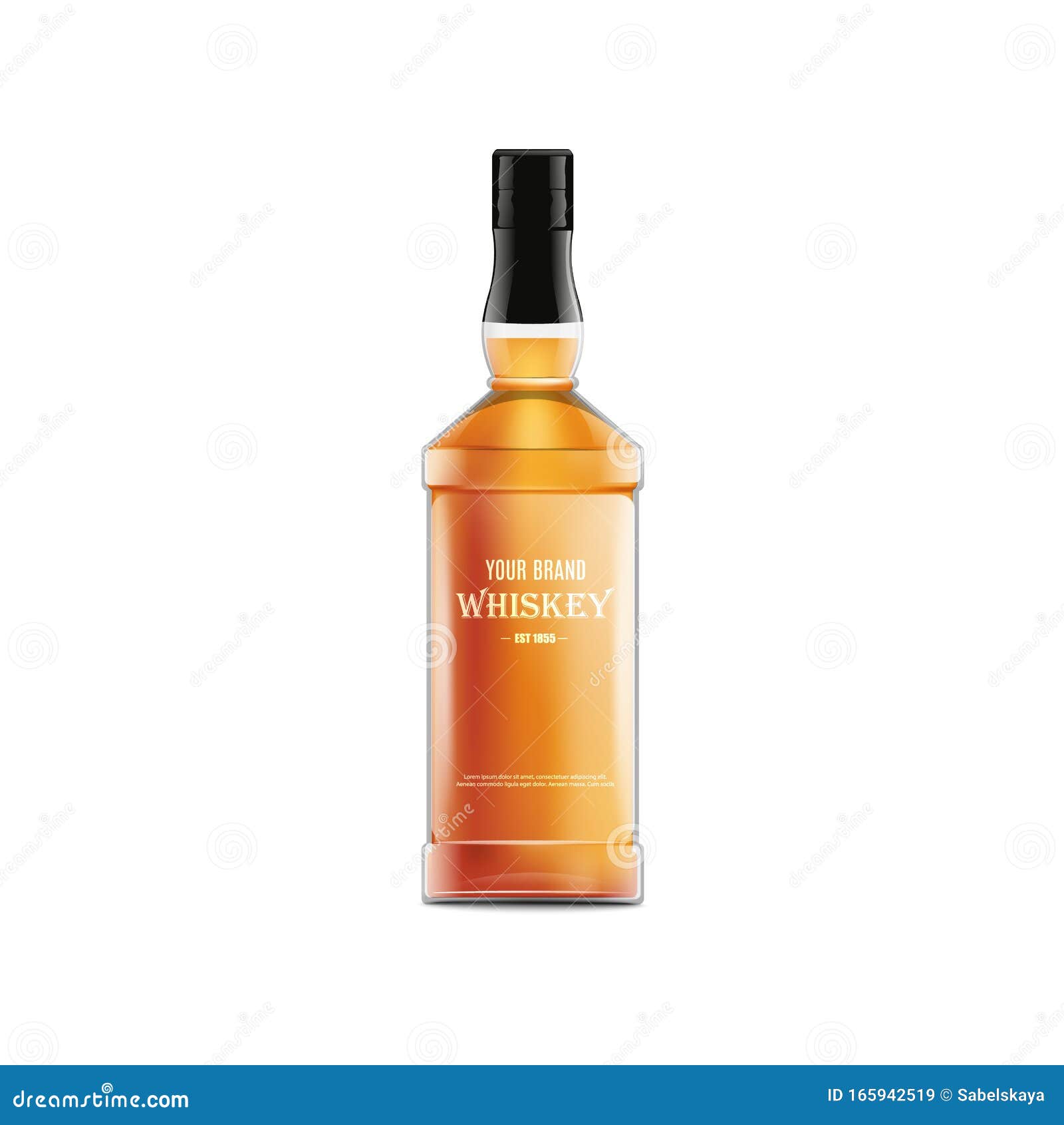 Download Realistic Whiskey Bottle Mockup Isolated On White Background Stock Vector Illustration Of Package Design 165942519