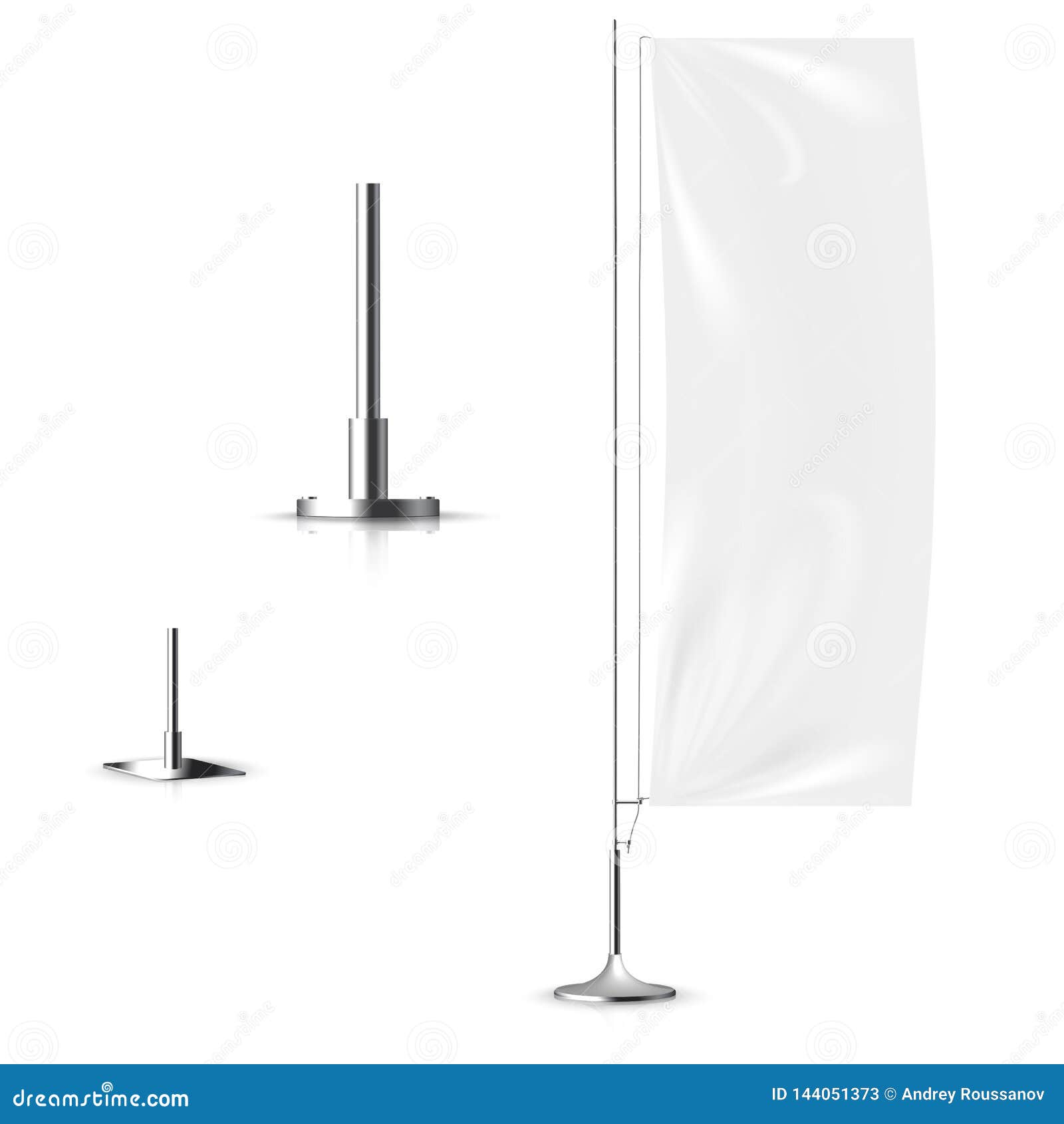realistic white banner flag 3d mockup.
