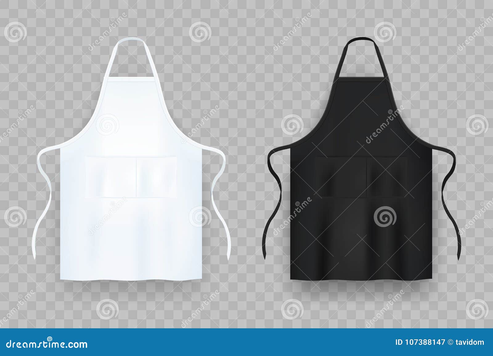 realistic white and black kitchen apron.  .