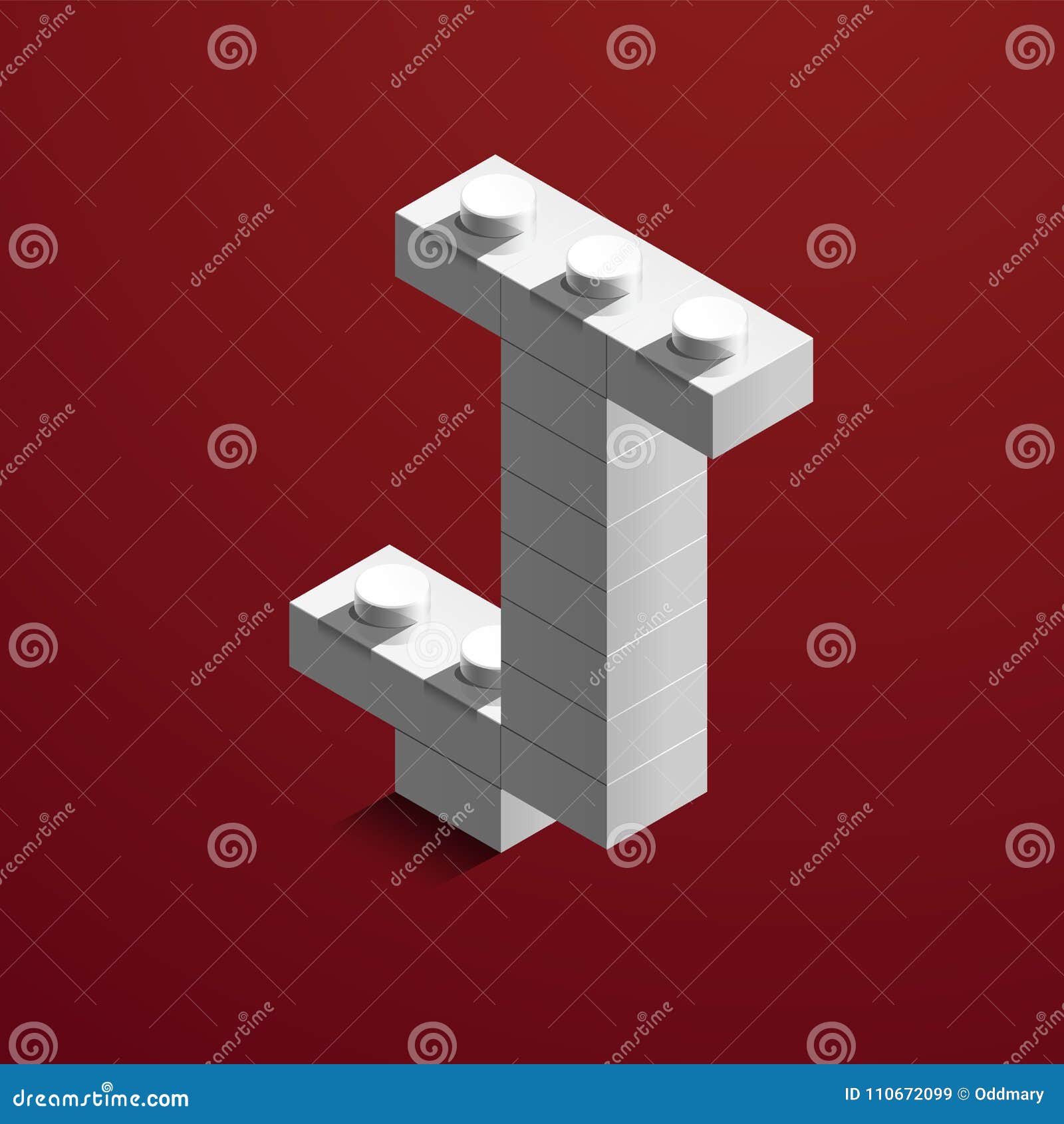 Realistic White 3d Isometric Letter J of the Alphabet from Constructor