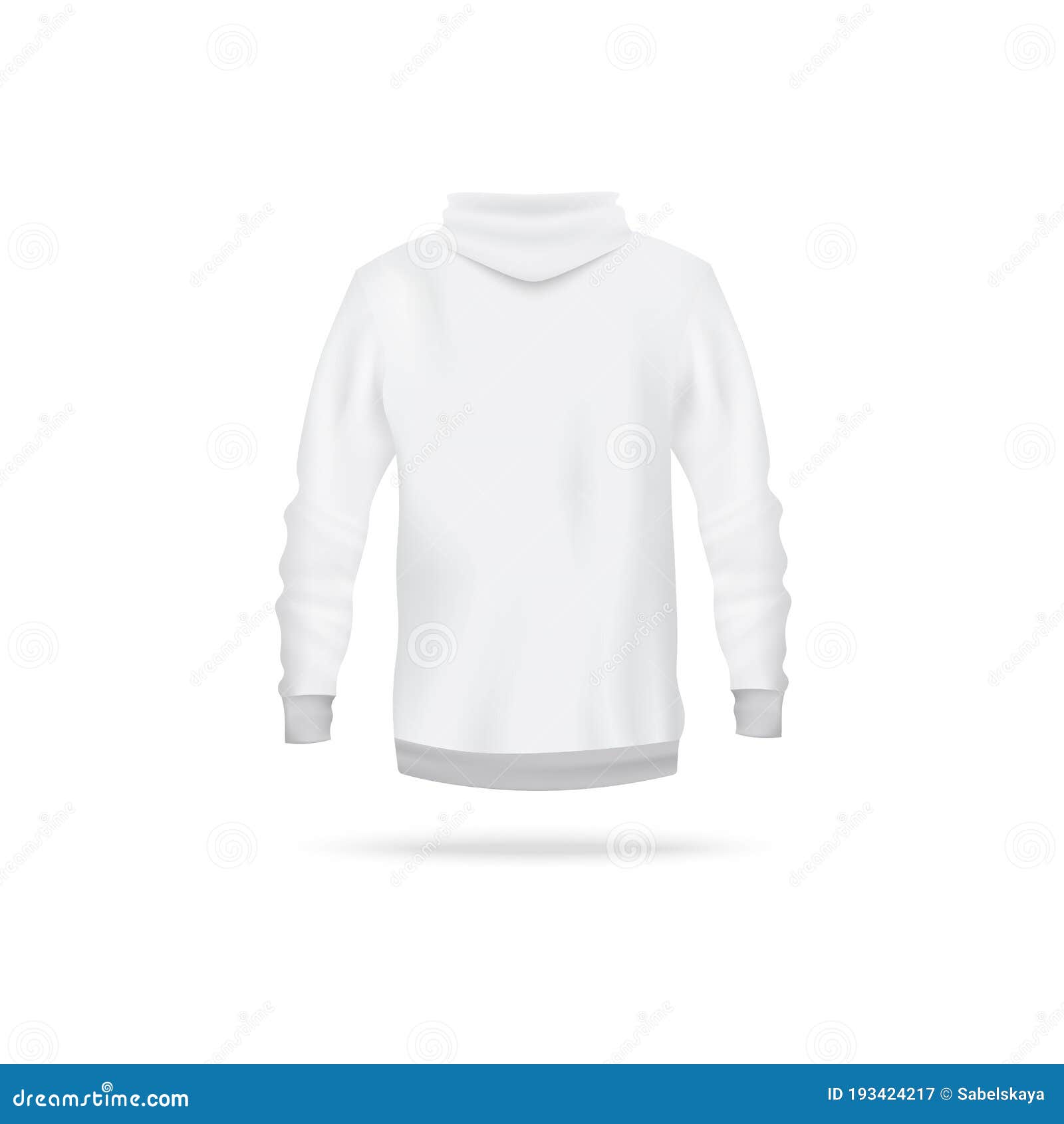 Download Realistic White Hoodie Mockup From Back View - Men`s Long ...