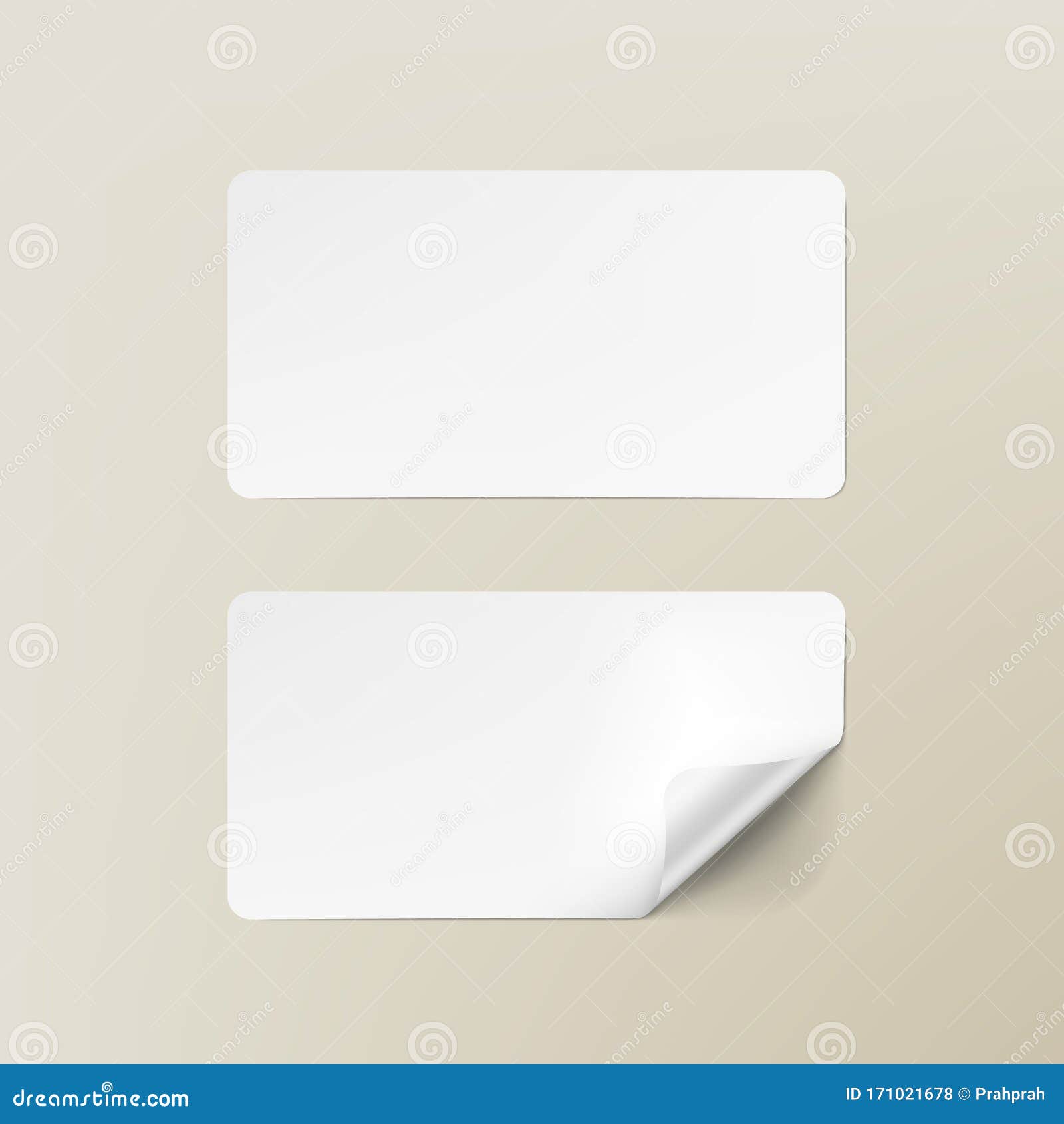 Realistic White Round Corner Paper Adhesive Cards Stock Vector