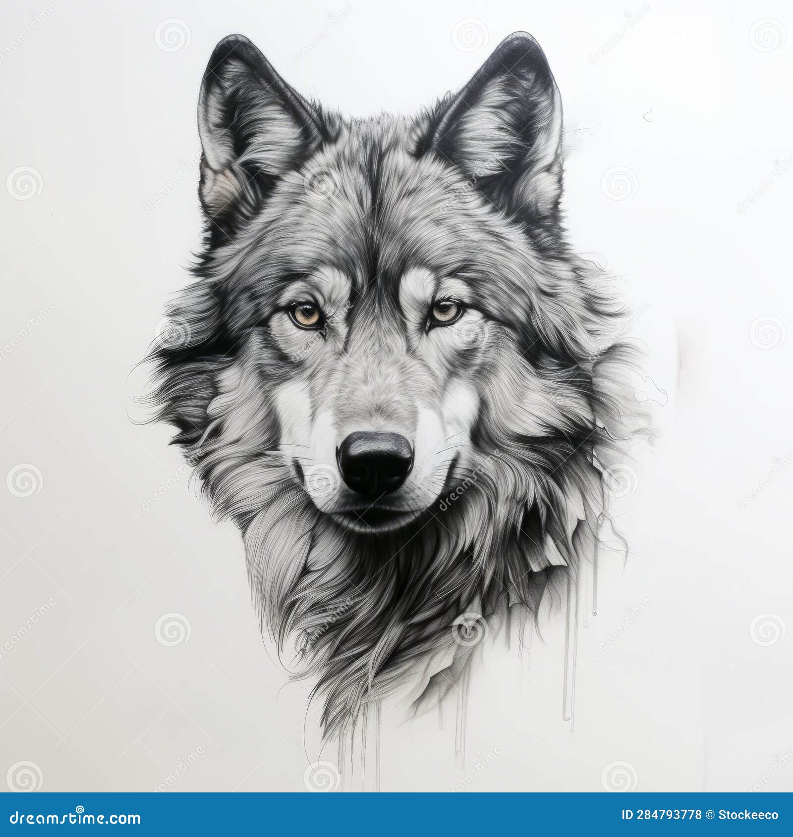 Realistic black and gray arm wolf tattoo stencil application tattoo a... |  TikTok