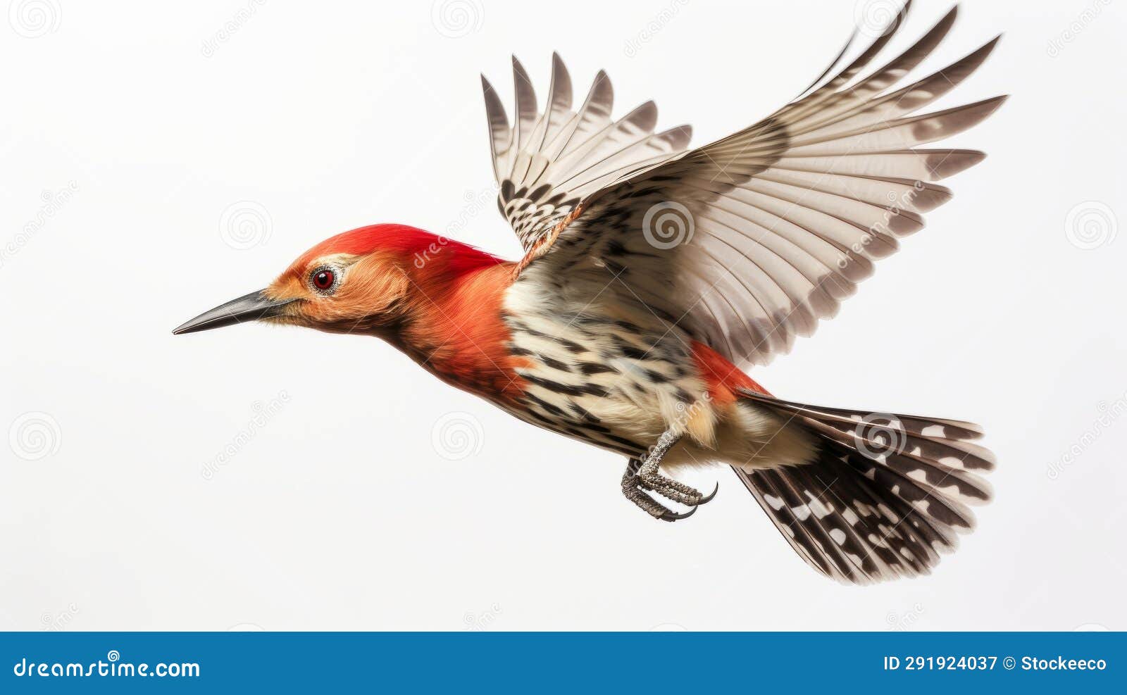 Realistic Woodpecker in Flight Capturing Intensity and Movement Stock