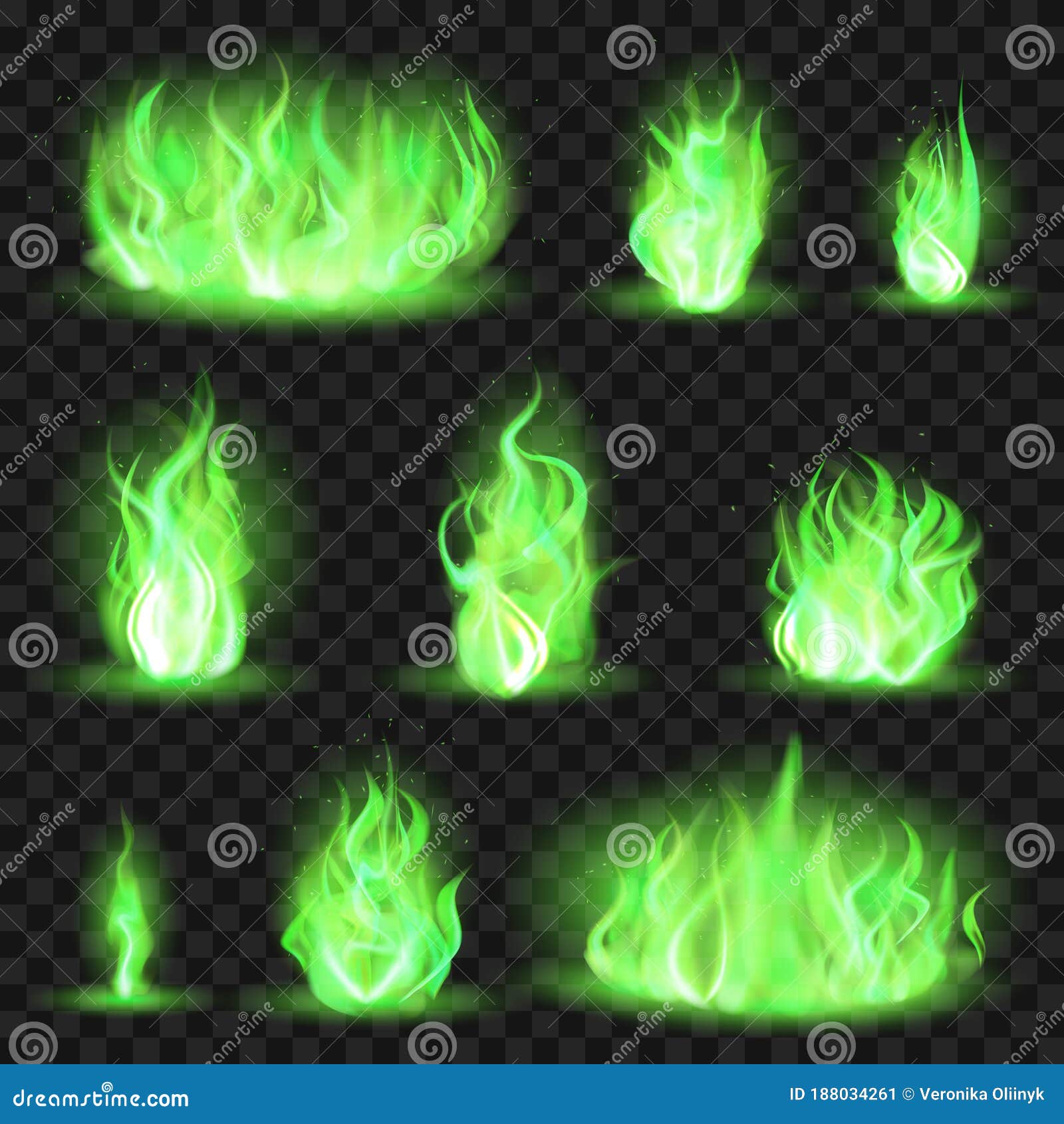 gelijktijdig Salie slepen Realistisch Gekleurd Vuur. Groene Vuurzee Blaze Magische Game Vlammenkleur  Brandende Bollen Vlamvectorillustratie Vector Illustratie - Illustration of  hitte, aansteken: 188034261