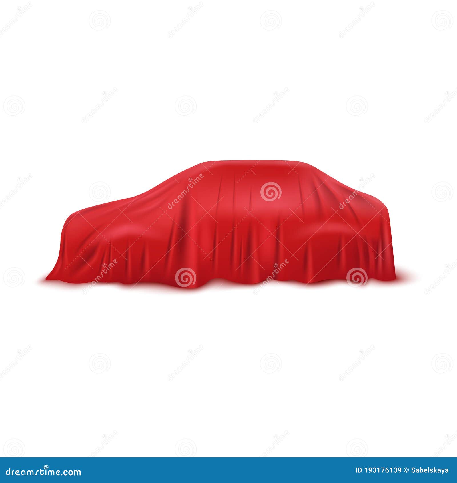 Realistisches Rotes Auto Mit Einem Stoffbezug Für Vorhänge Aus Seide Oder  Satin. Vektor Abbildung - Illustration von decke, automobil: 193176139