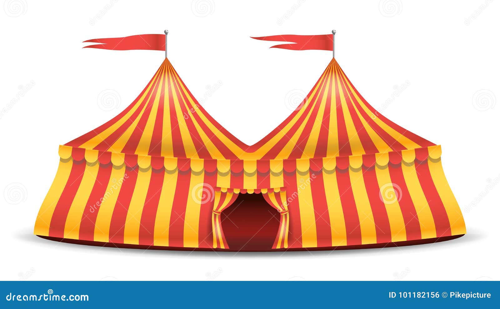Realistisk Vektor För Cirkustält Röda Och Gula Band Canvastavla Circus Big Top Tält tecknad Isolerad White