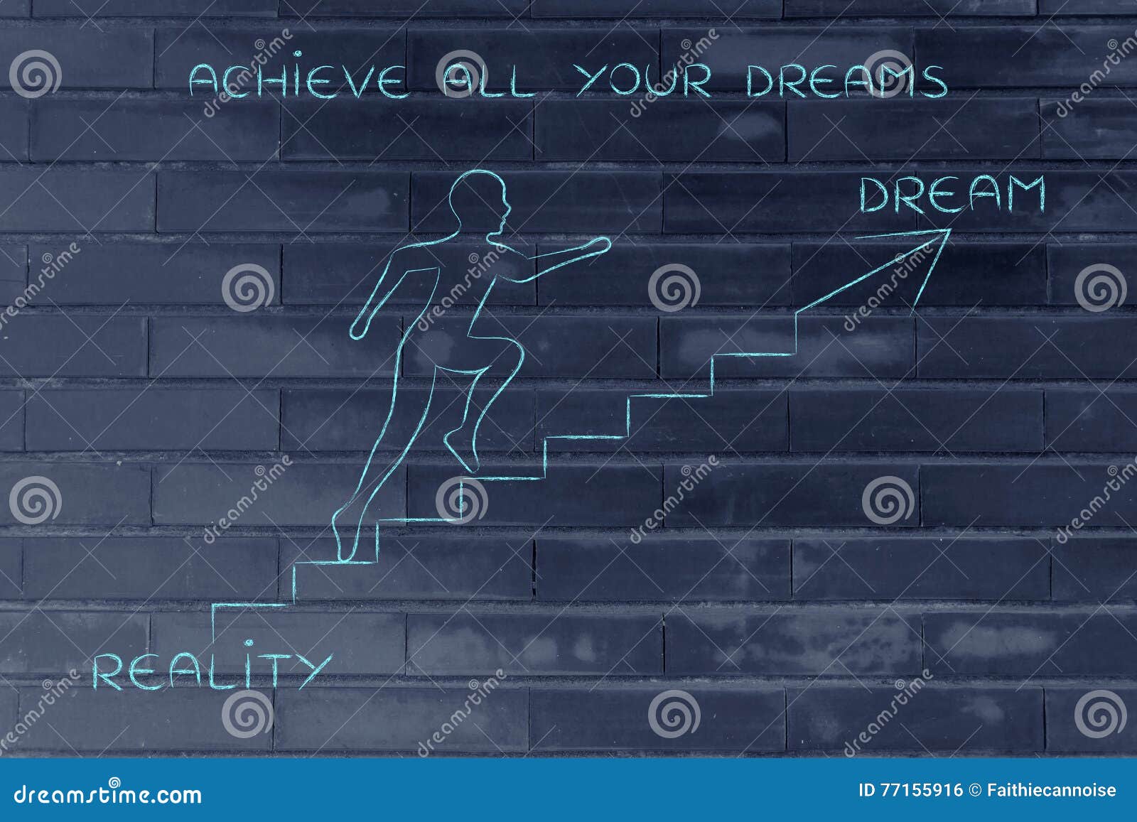 Reality or Dream, Man Climbing Stairs Metaphor Stock Photo Image of
