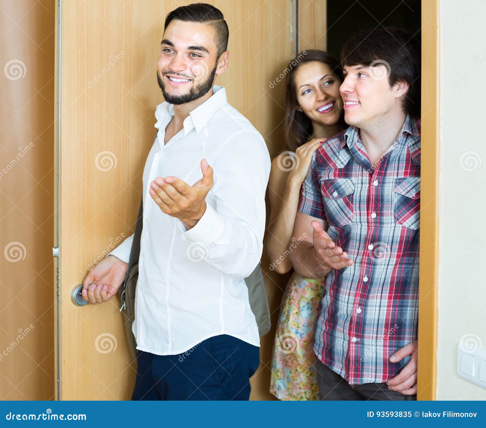 Realtor Showing New Apartment To Couple Stock Image Image Of 
