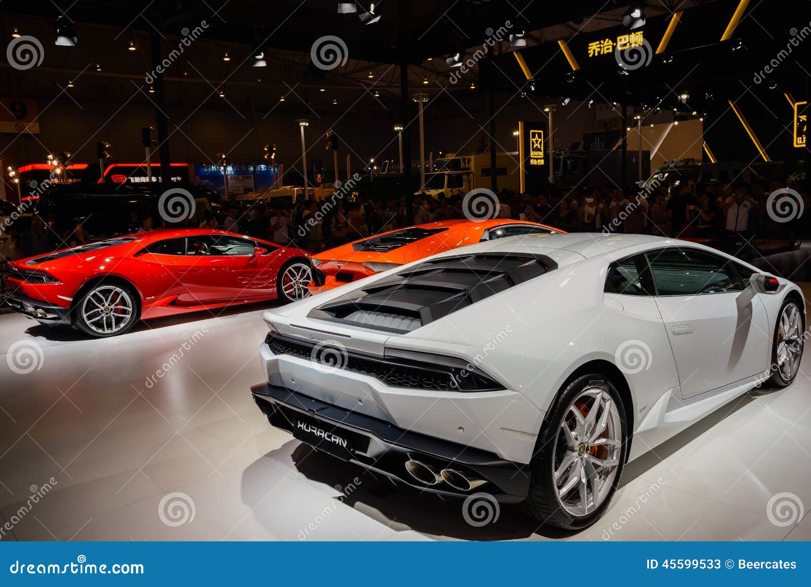 Rear of Lamborghini Huracan,2014 CDMS. The 17th Chengdu Motor Show(CDMS),one of the top four auto shows in China, was held at Century City New International Convention &amp; Exhibition Center from 29 Aug.to 7 Sept. 2014,in Chengdu,and attracted over 1300 vehicles from 102 auto brands on display.