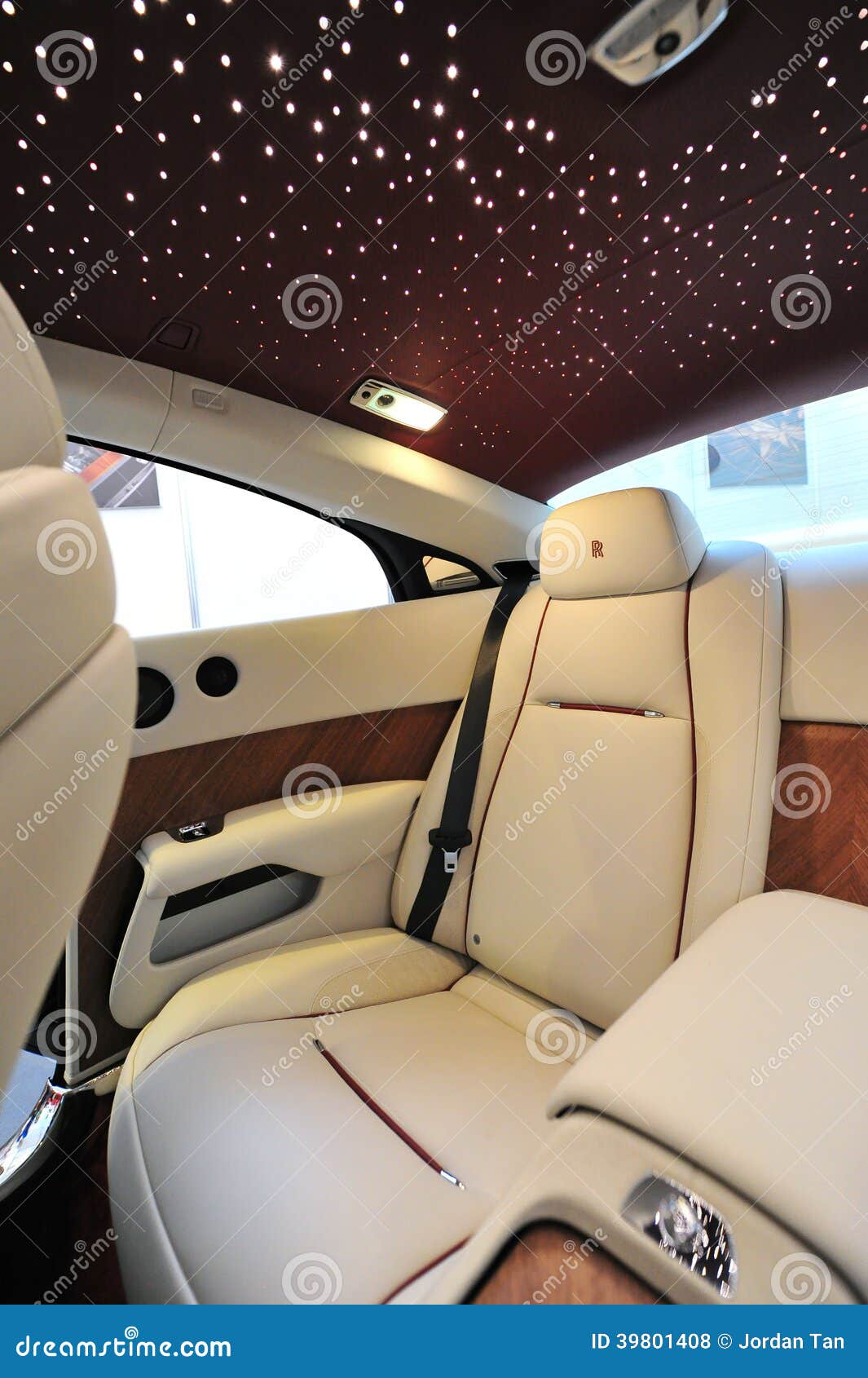 Rear Leather Seats With Star Ceiling Of The Rolls Royce