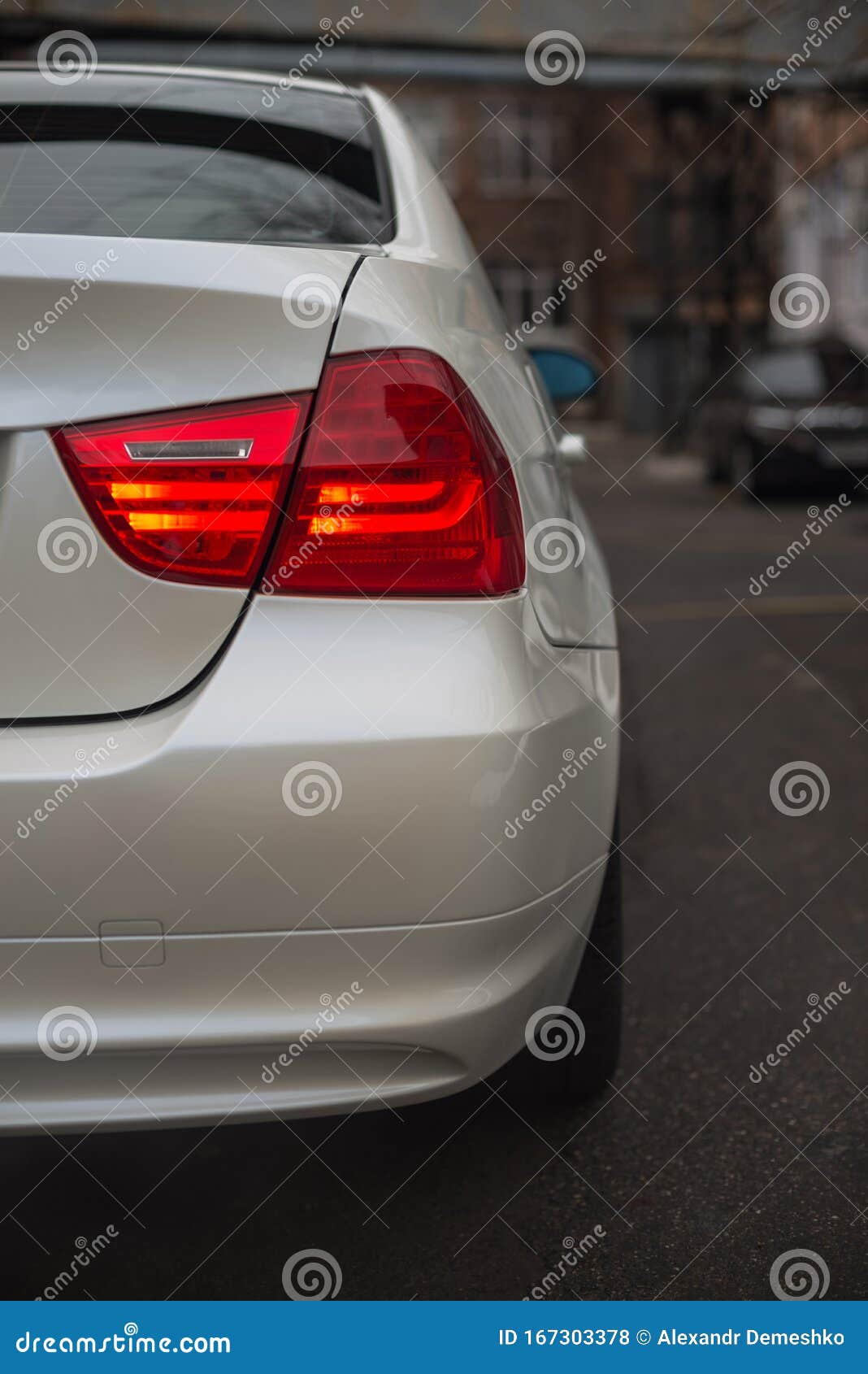 Rear light of a white car. stock photo. Image of drive 167303378