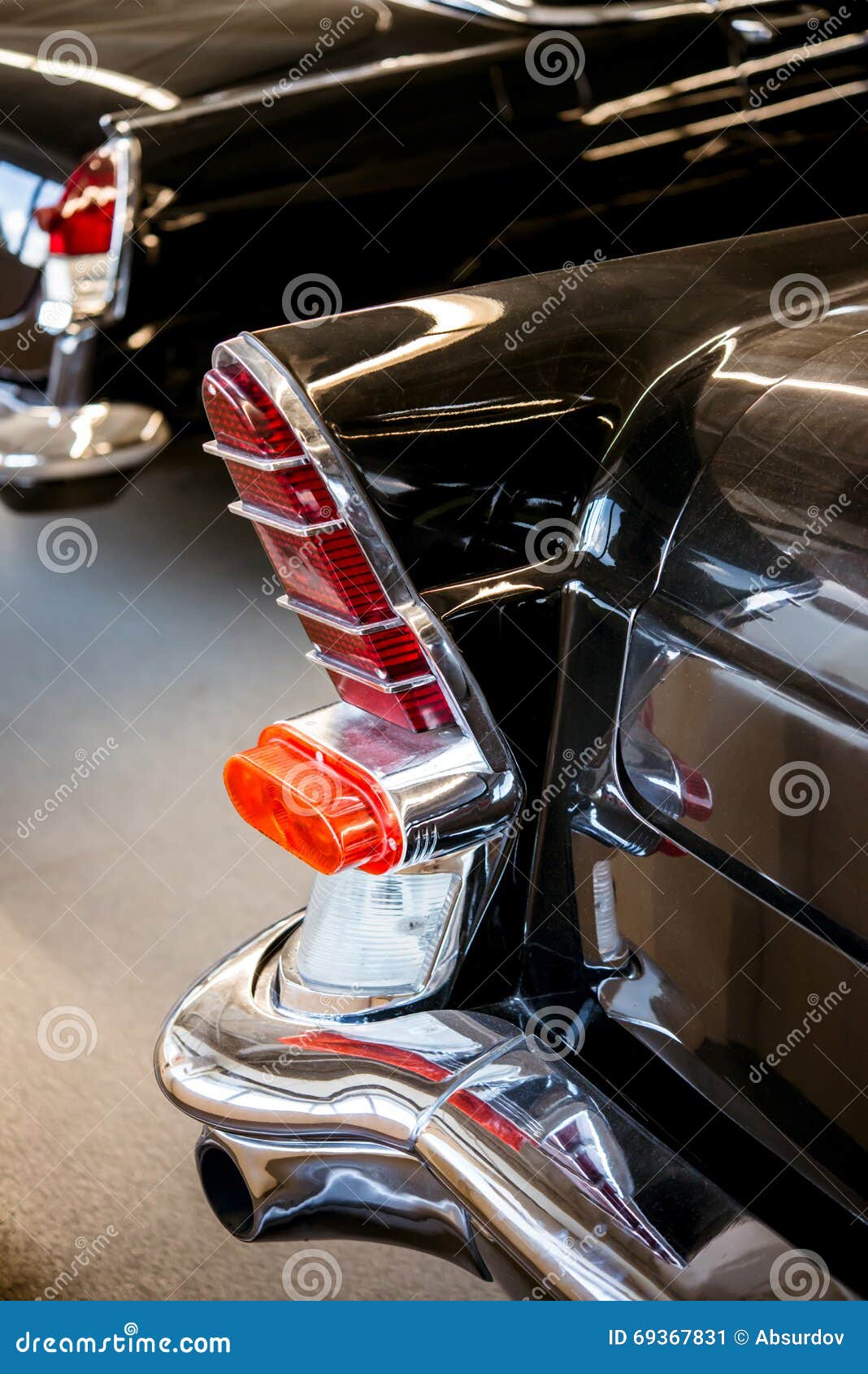 Rear Lights of Black Retro Car Closeup Stock Image Image of black