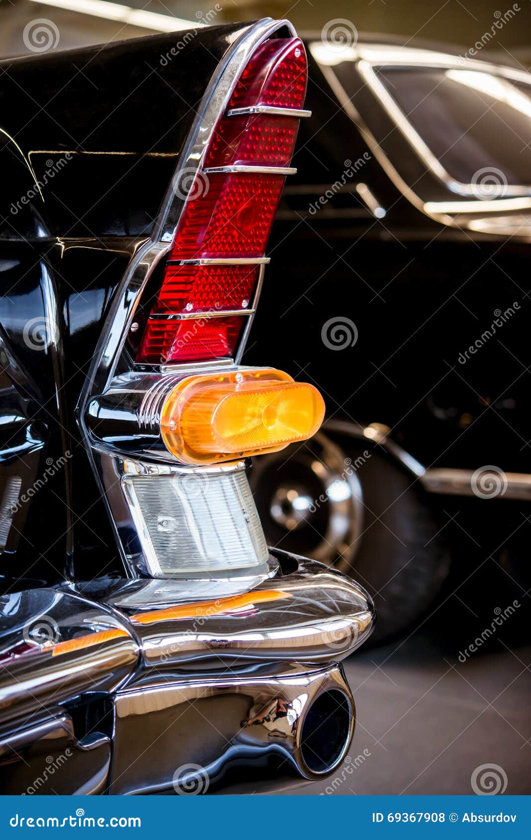 Rear Lights of Black Retro Car Closeup Stock Photo Image of
