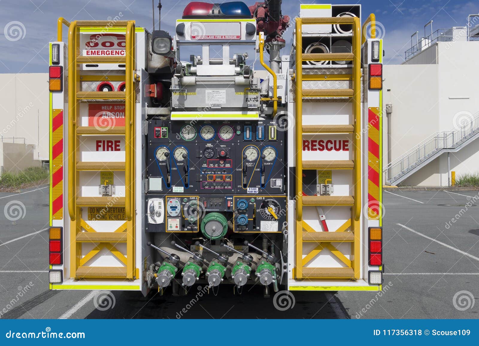 Fire Truck Rear Panel on View Editorial Stock Photo Image of danger
