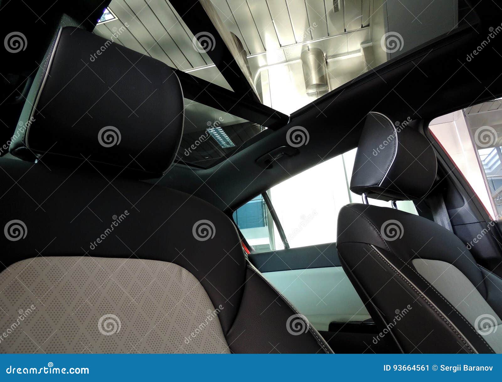 Rear Seats And Panoramic Roof Inside The Vehicle At Showroom