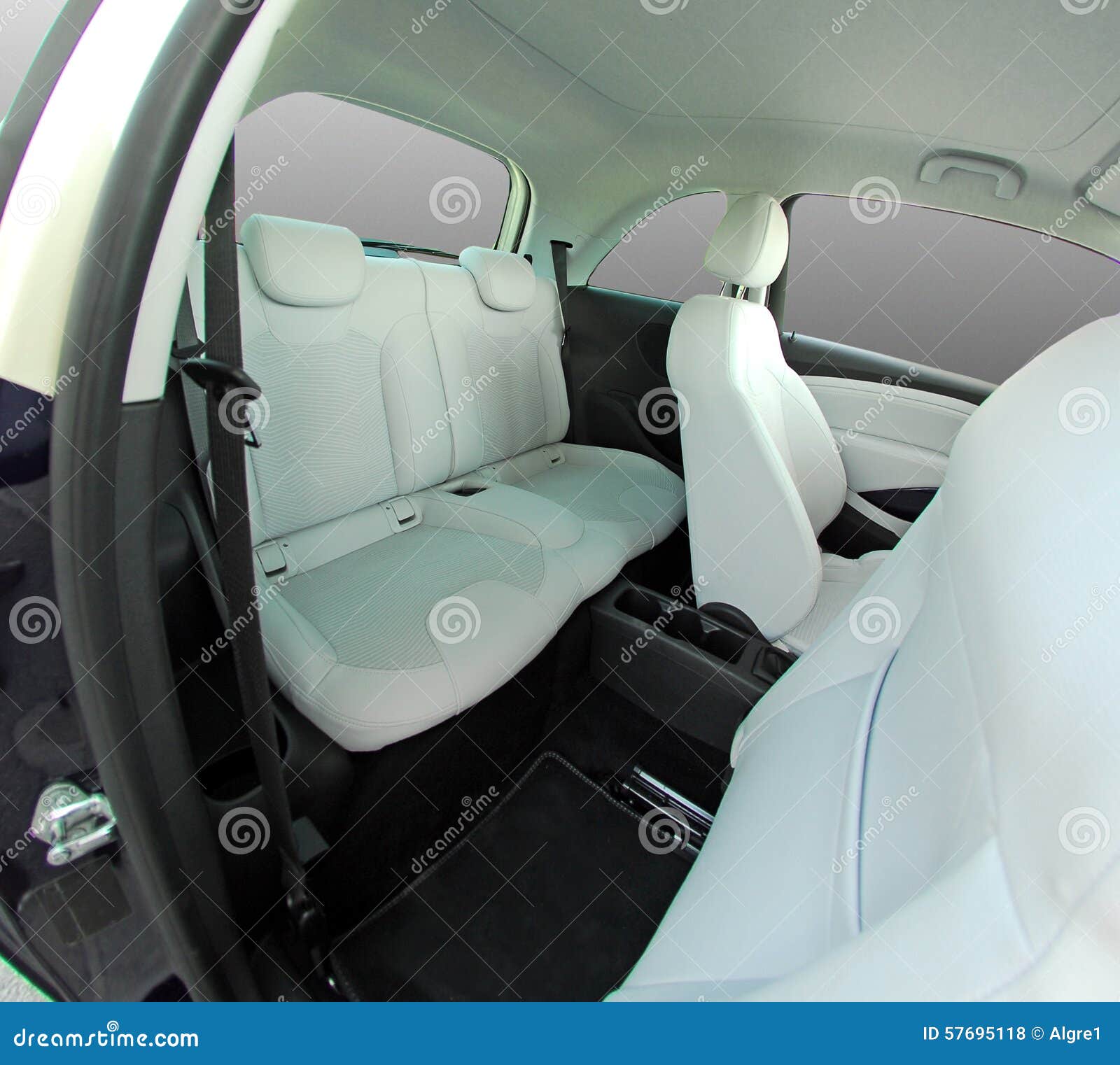 Rear seats in a small car stock photo. Image of head 57695118