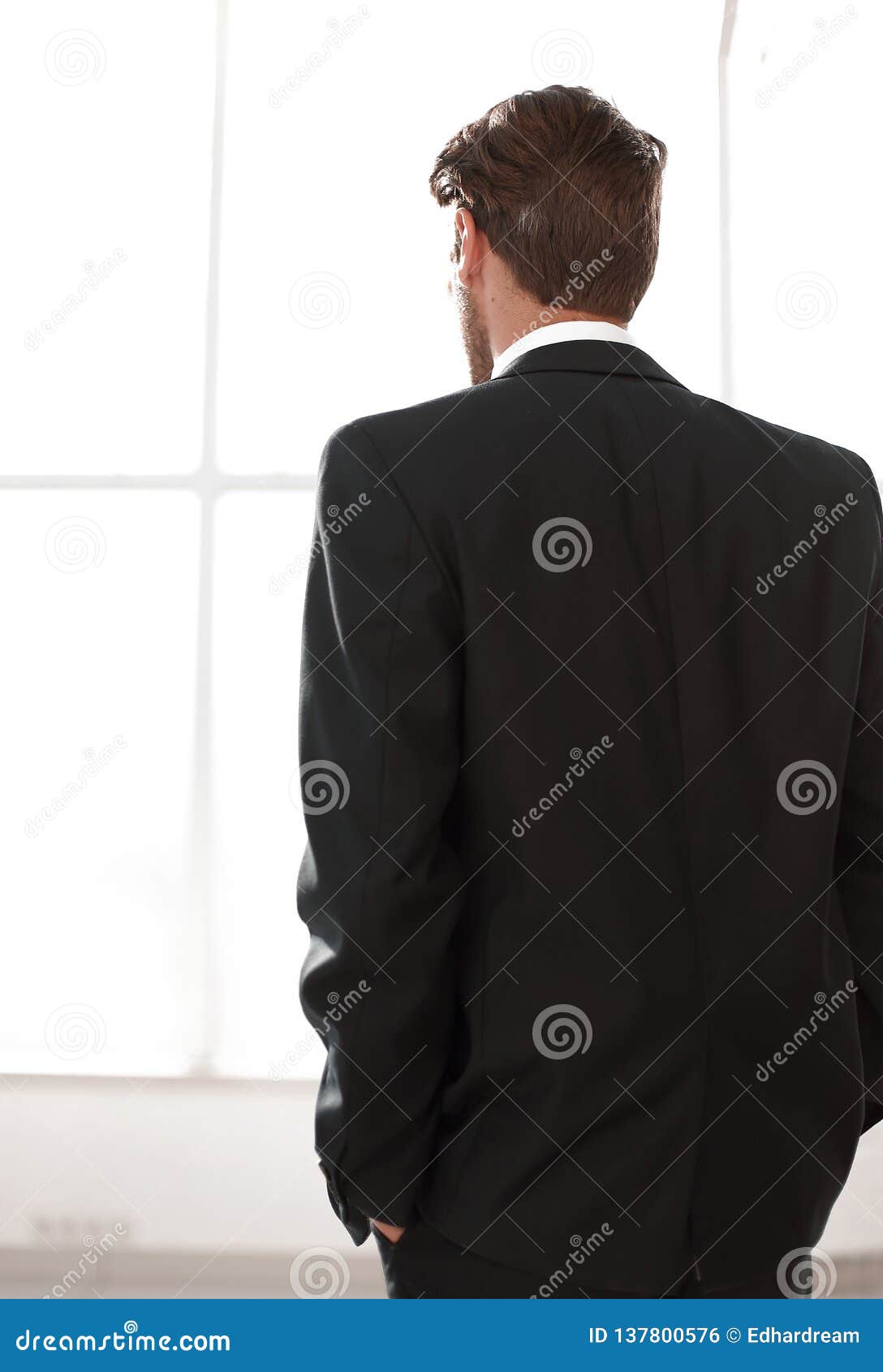 Rear View.business Man Looks Out the Office Window Stock Photo - Image ...