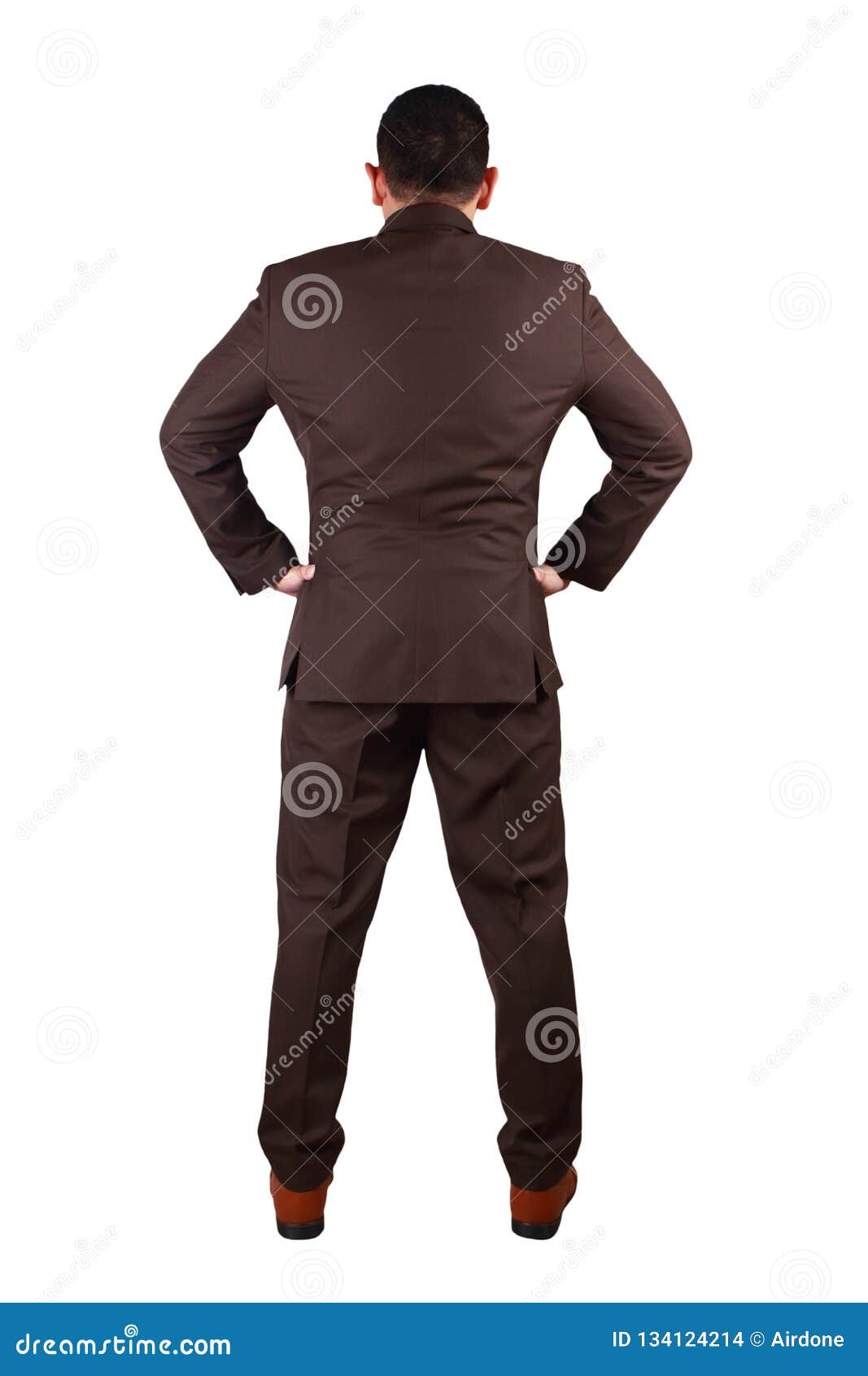 Rear View of of Businessman. Full Body Portrait Isolated on White Stock ...