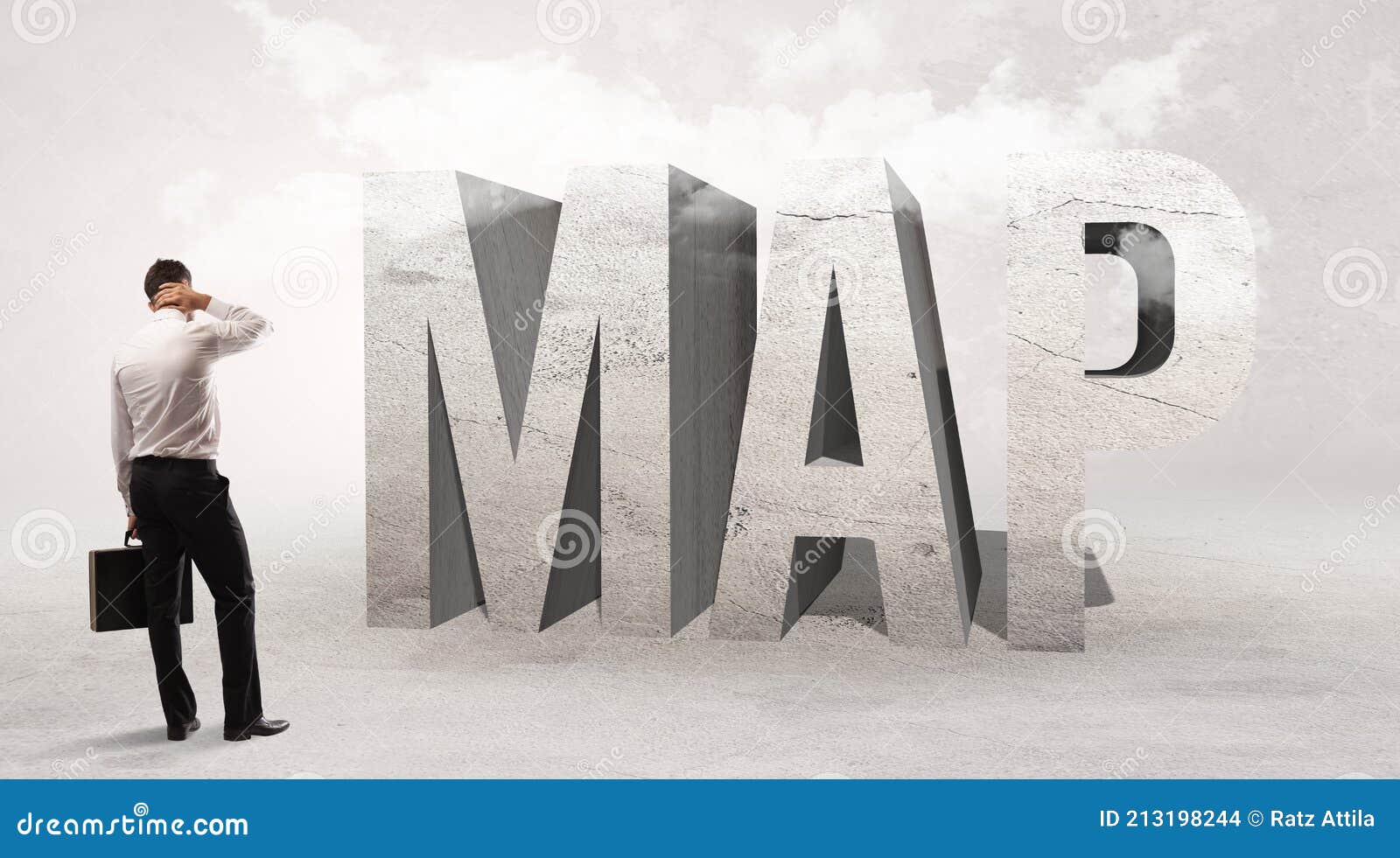 Rear View of a Businessman Standing in Front of Abbreviation Stock