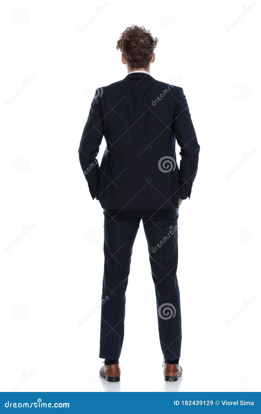 Rear View Confident Businessman Holding Both Hands in Pockets Stock ...