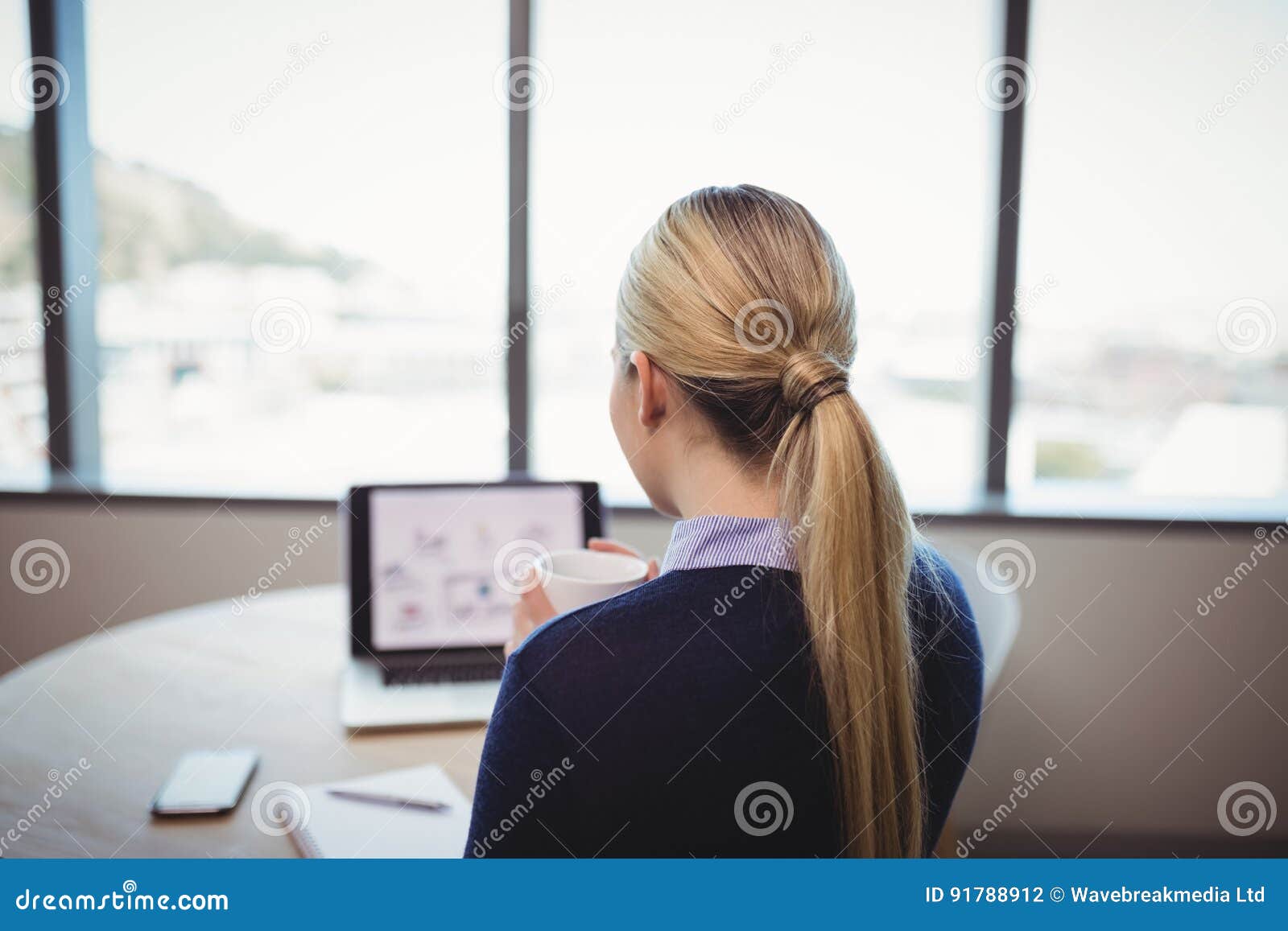 Rear View of Executive Having Coffee Stock Photo Image of drink