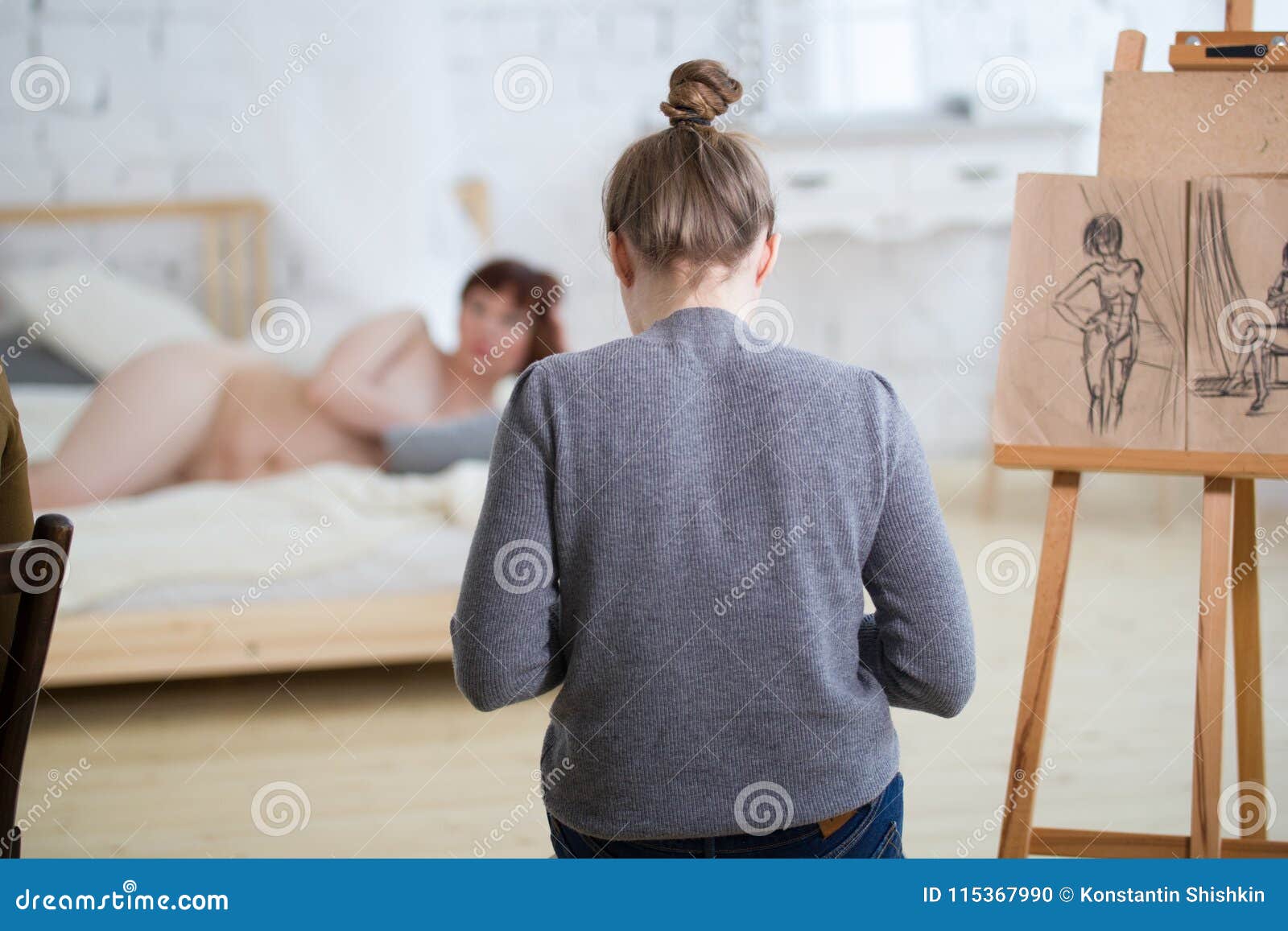 Nude Female Art Model Class