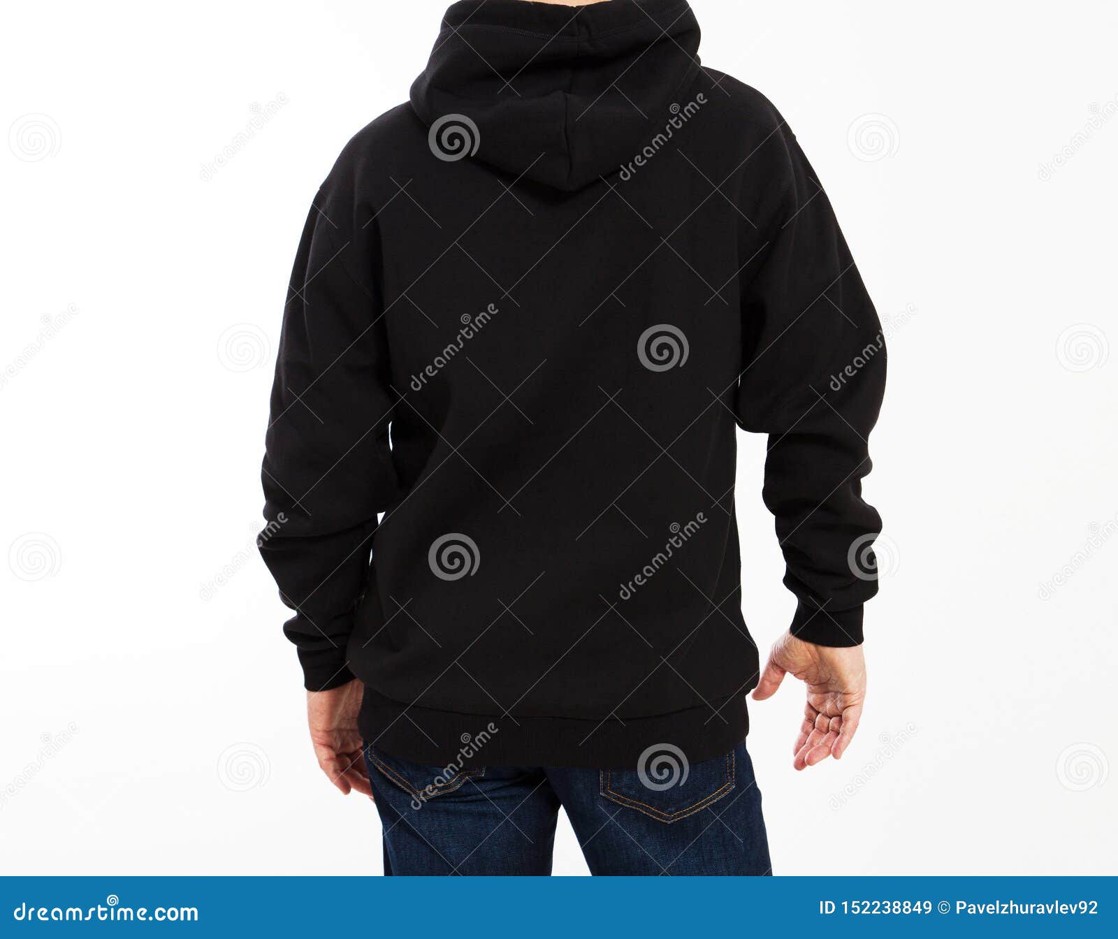 Rear View of Hooded Male Man Person Isolated on White Background with ...
