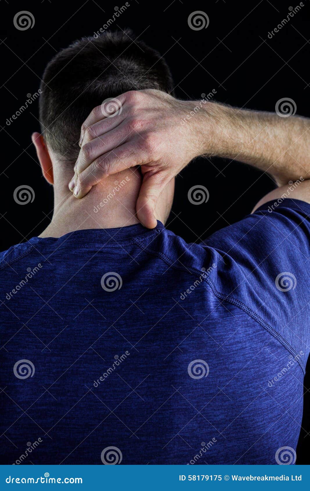Rear View of a Man with Neck Pain Over Stock Image Image of standing