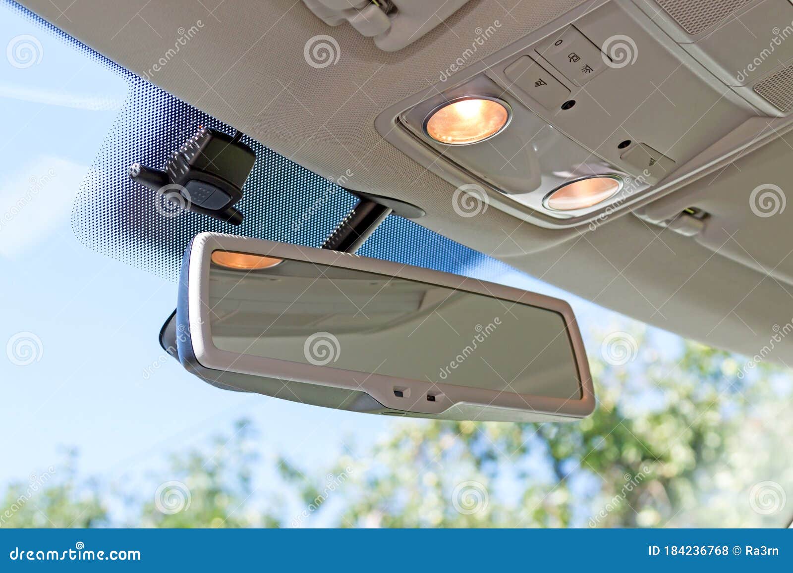 Rearview Mirror in the Car Stock Photo Image of indoors, view 184236768