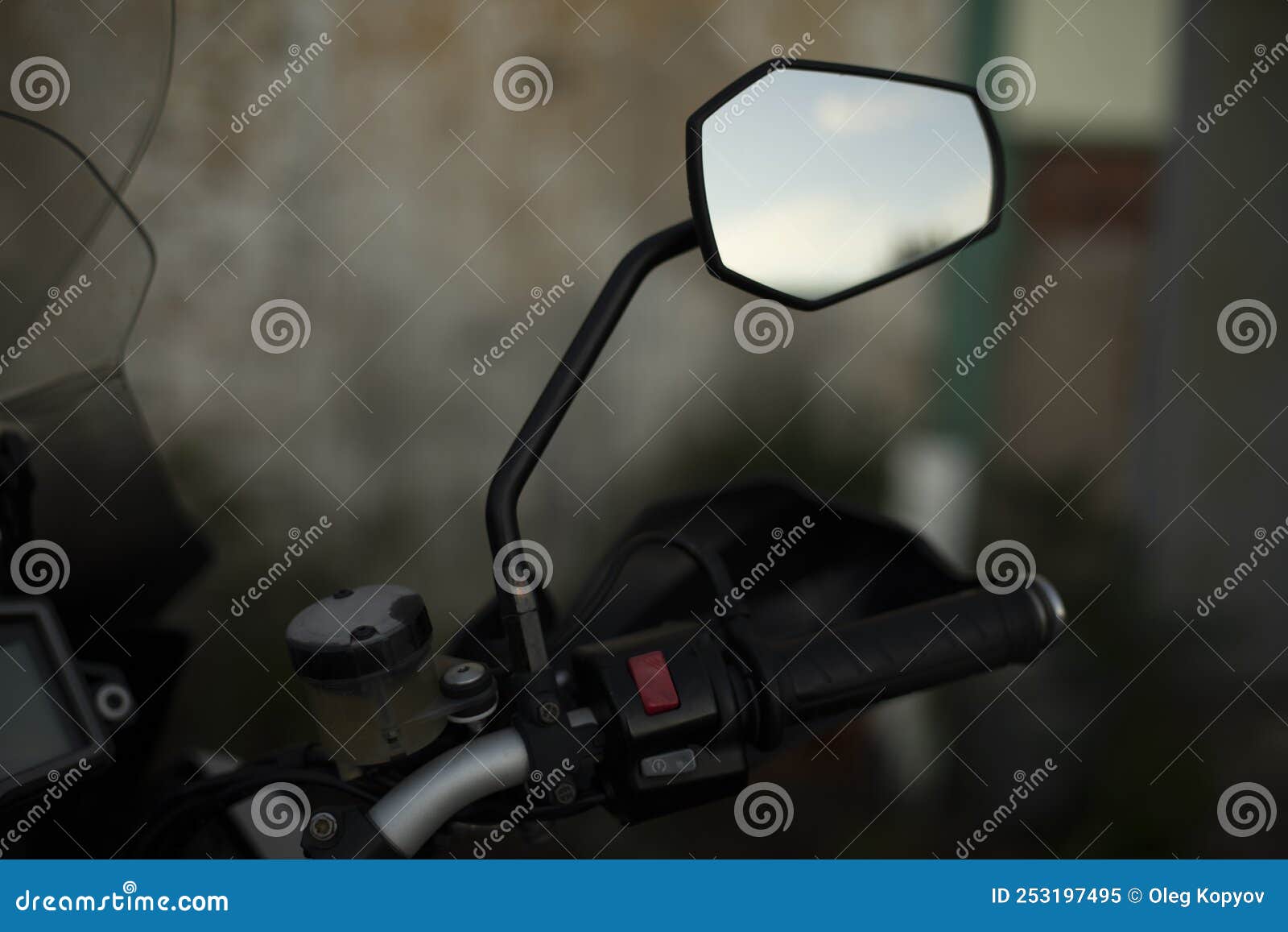 Rearview Mirror on Motorcycle. Mirror on Bike Stock Image Image of
