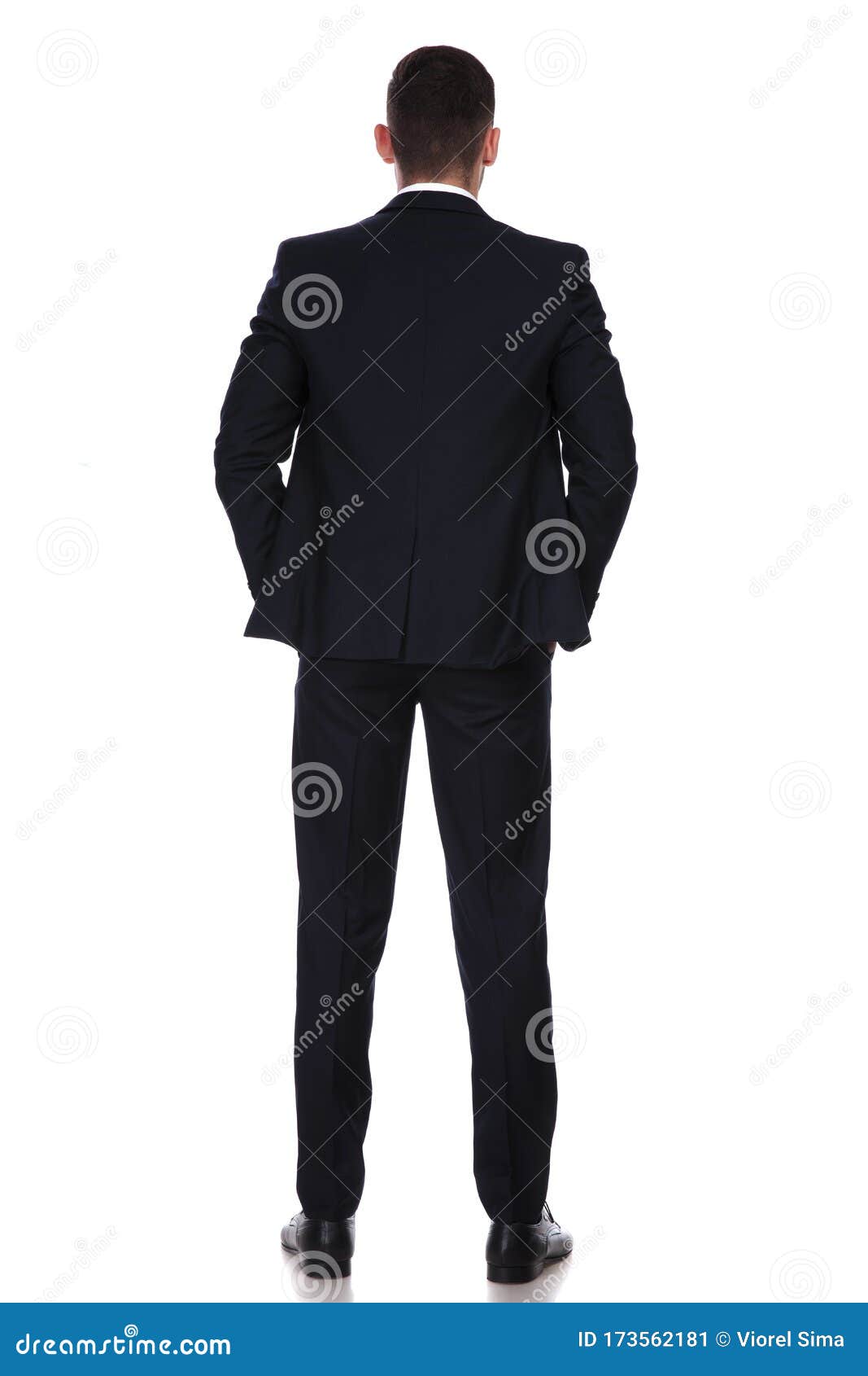 Rear View of Serious Businessman Stock Image - Image of pockets ...