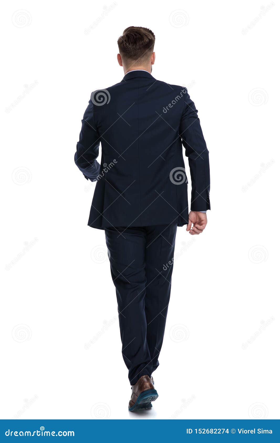 Rear View of a Walking Businessman Stock Photo - Image of hair, back ...