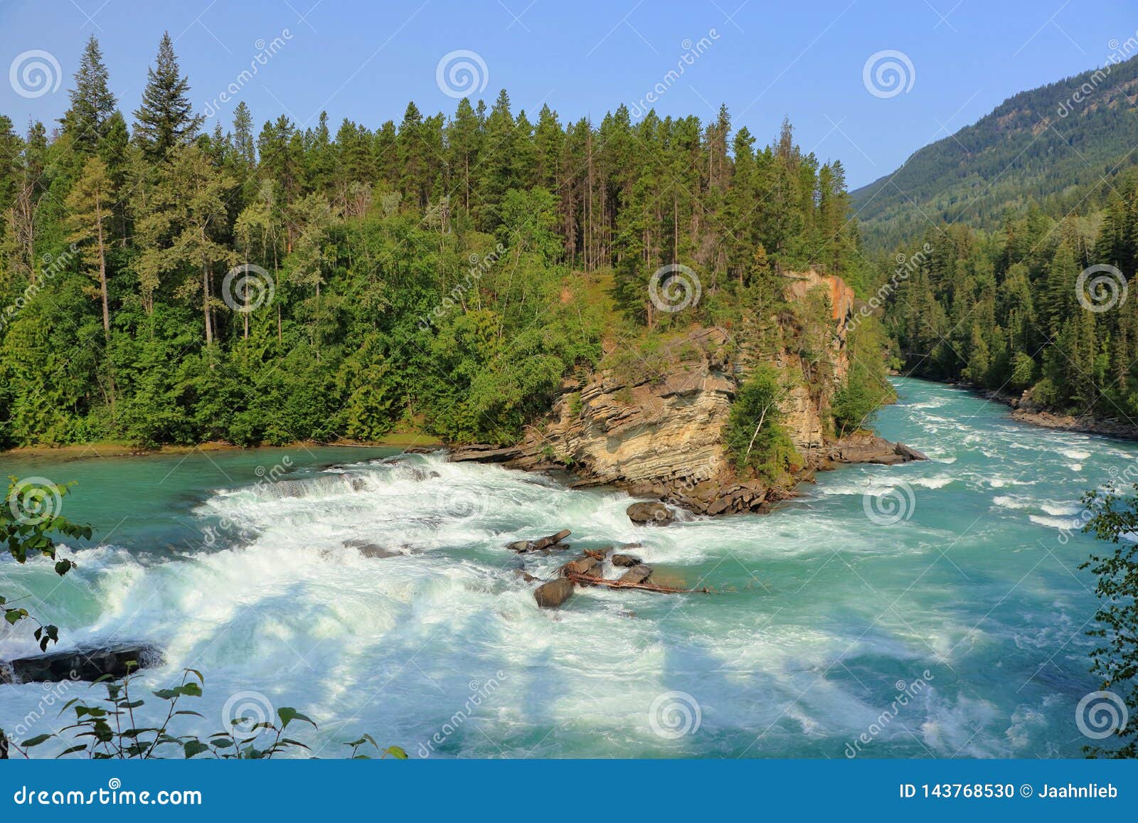 Fraser River Rushing Over Rearguard Falls In The Canadian Rocky