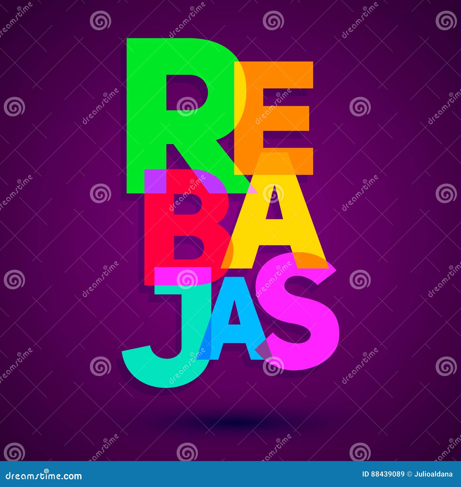 rebajas - discounts spanish text, sales  colorful lettering 