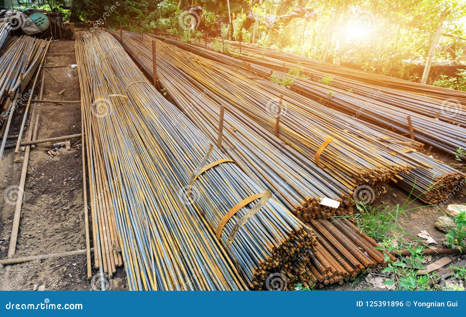 Rebar on construction site stock photo. Image of ground 125391896