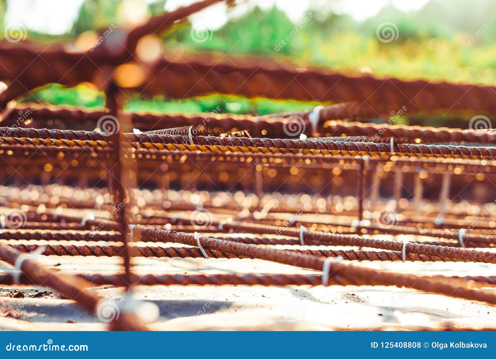 The Rebar in the Foundation Stock Photo Image of work, development