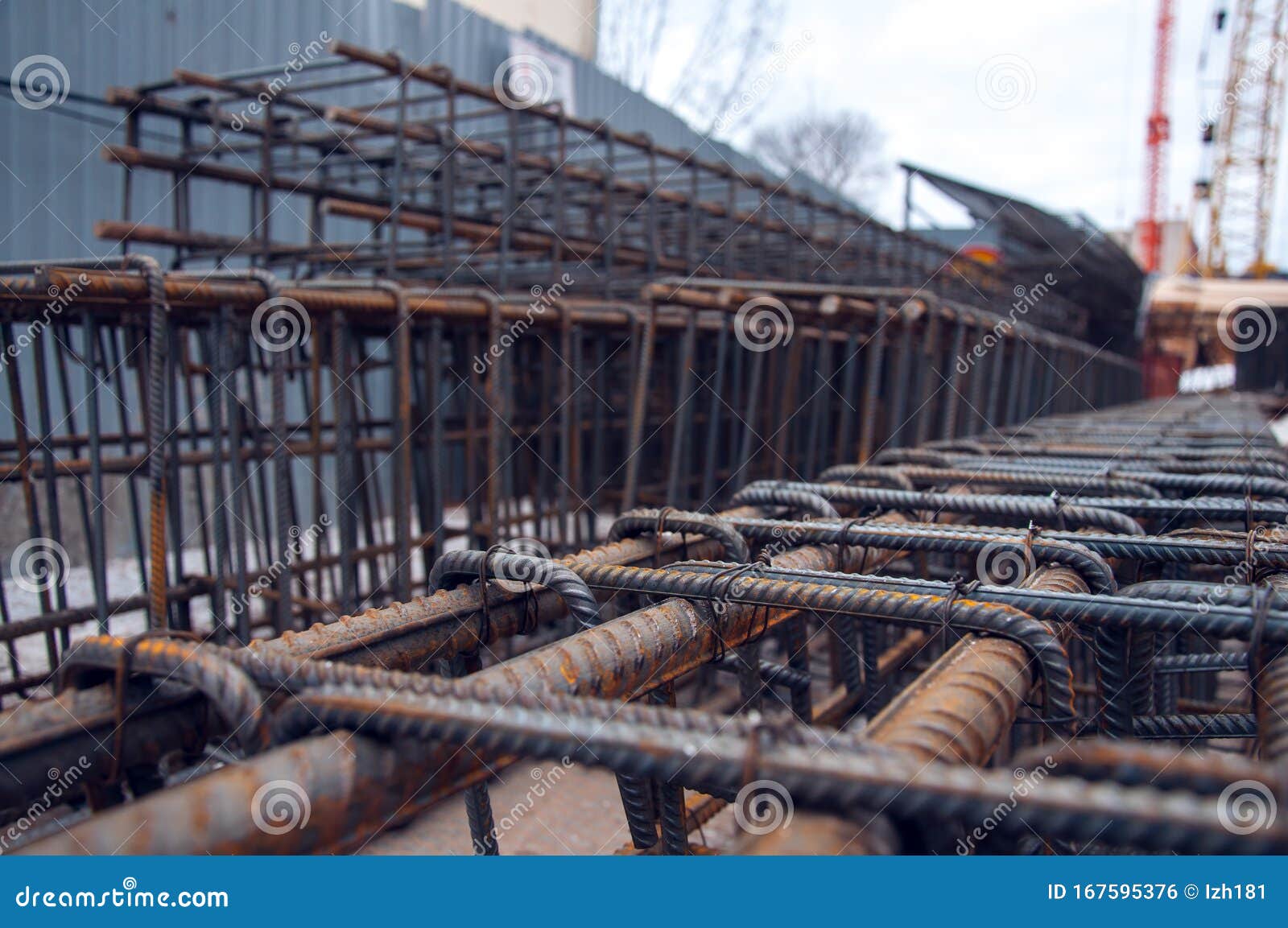 Rebars on the Construction Site. Building. the Use of Metal in Modern