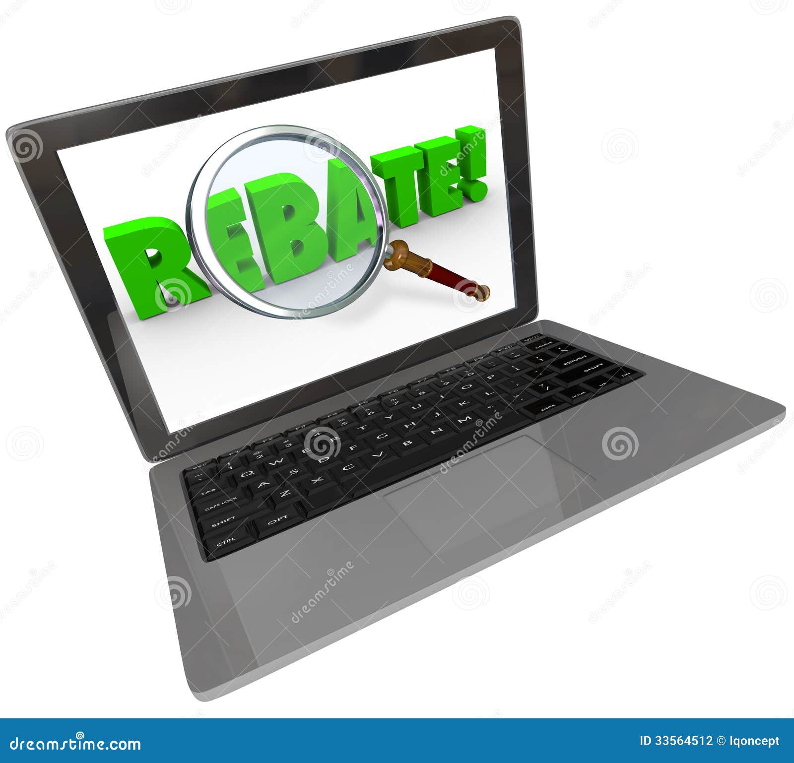 rebate word computer laptop screen online shopping bargain