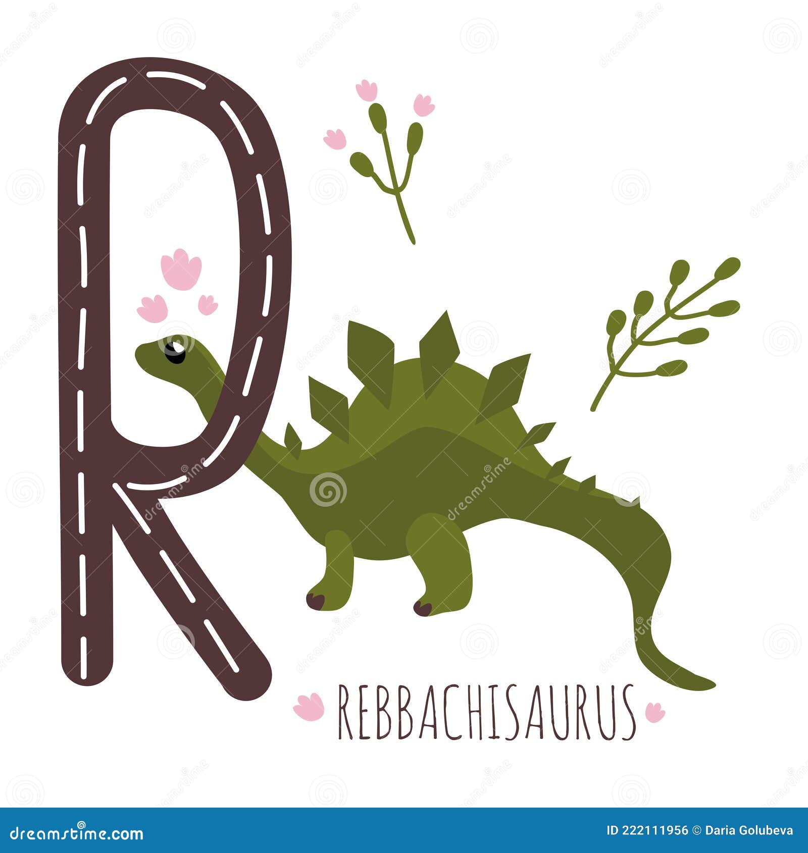 R with Reptile  Drawn Cute Herbivores   Prehistoric  Alphabet Stock Vector -  Illustration of funny, doodle: 222111956