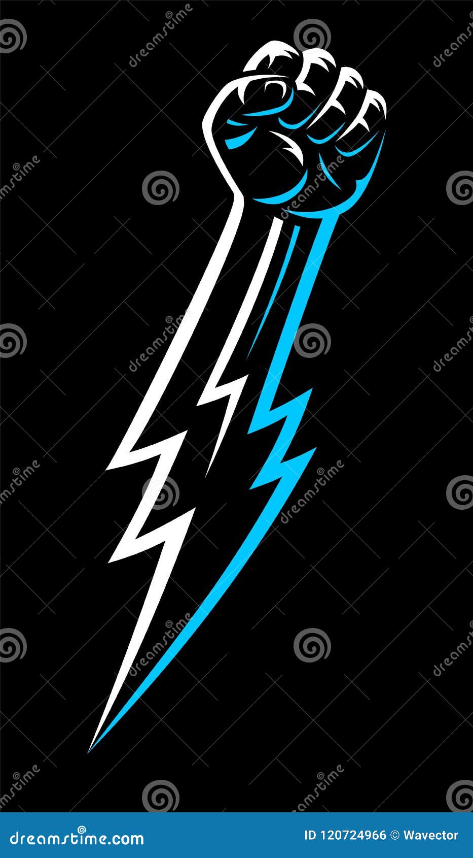 rebel clenched raised male fist hand lightning bolt